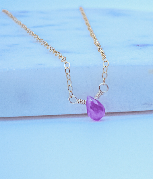 Pink sapphire teardrop - spark of love ❤️/ giftable valentine's day jewelry.