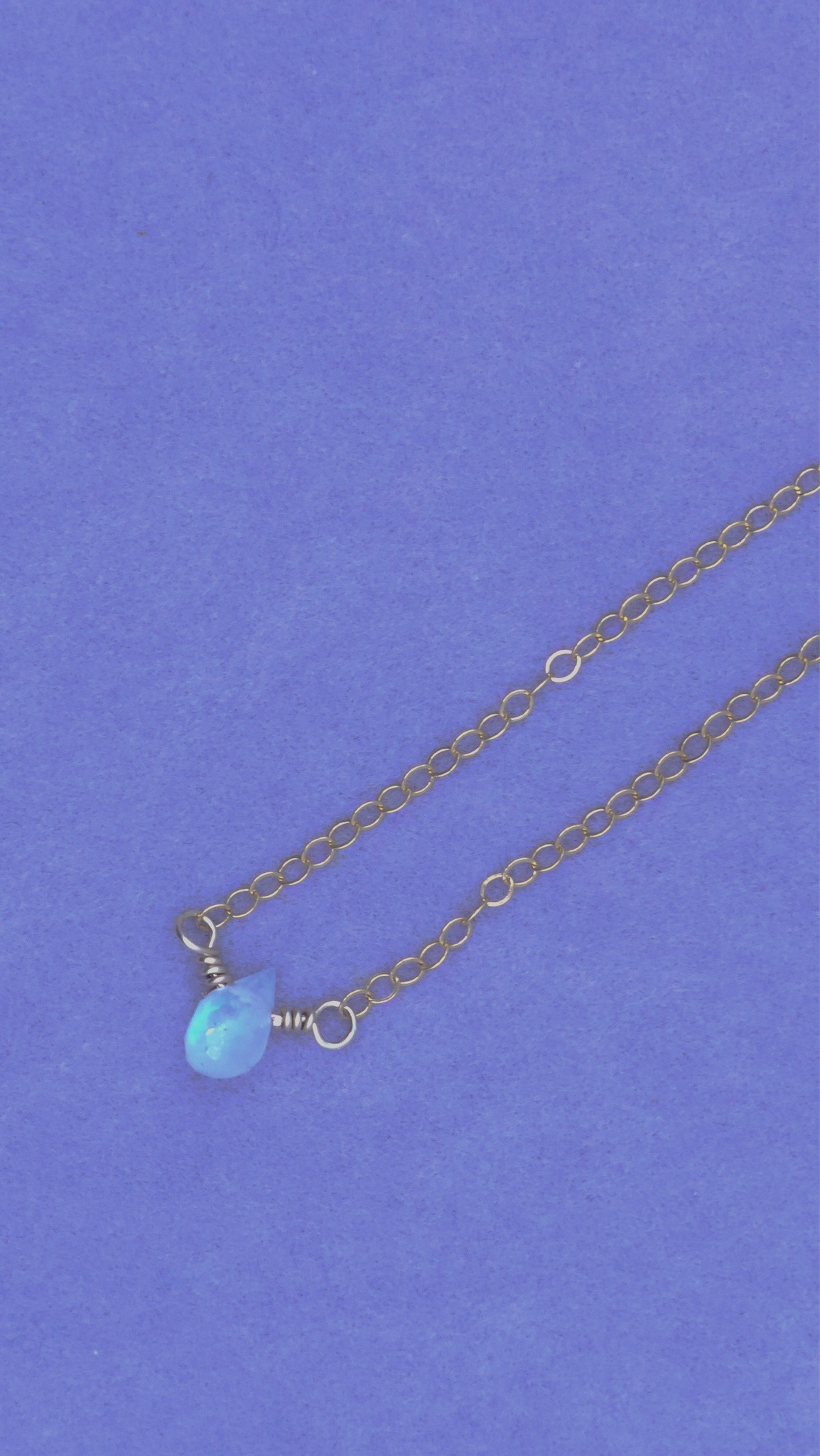 Moonstone Gold Necklace- Rainbow/ Blue flash crystal/ gemstone