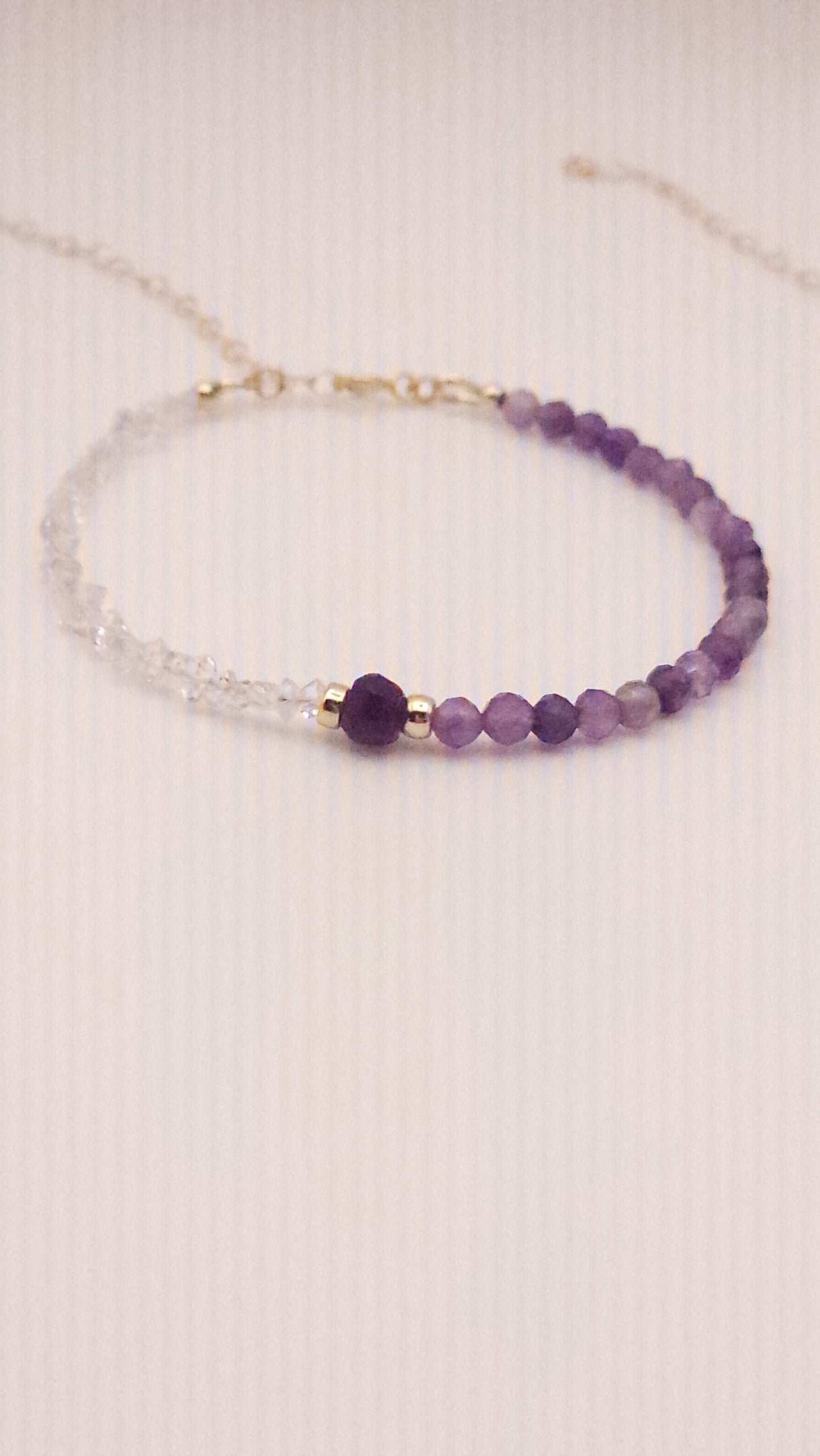 African Amethyst and Herkimer Diamond Bracelt