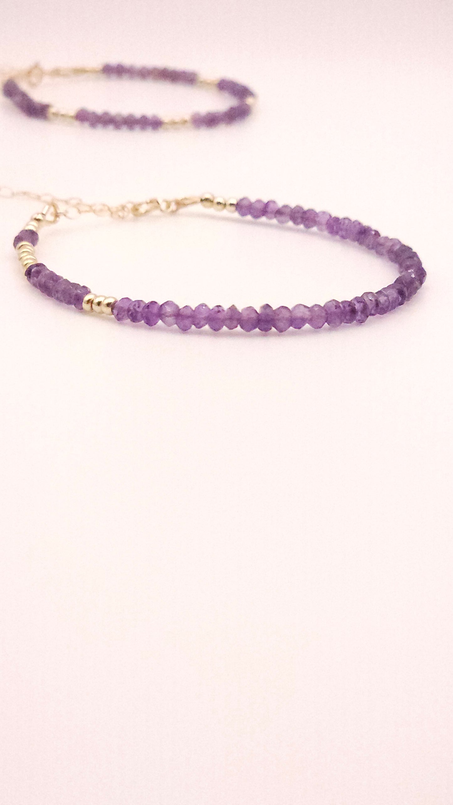 African Amethyst and gold beaded bracelt