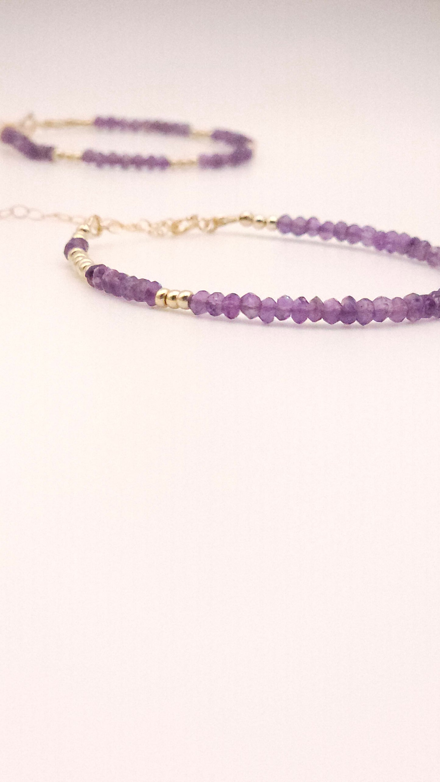 African Amethyst and gold beaded bracelt