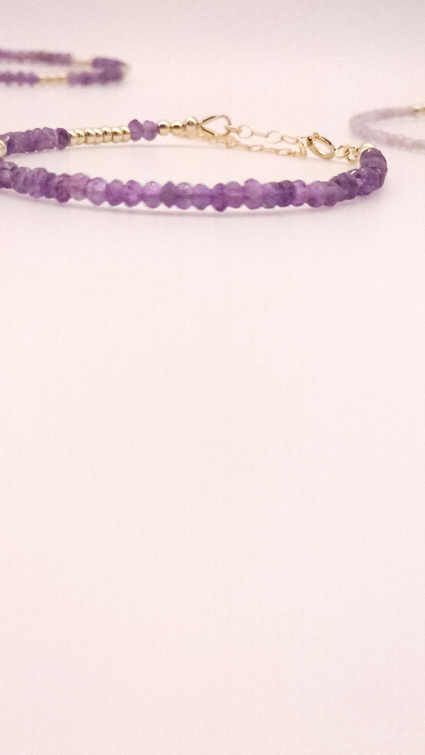 African Amethyst and gold beaded bracelt