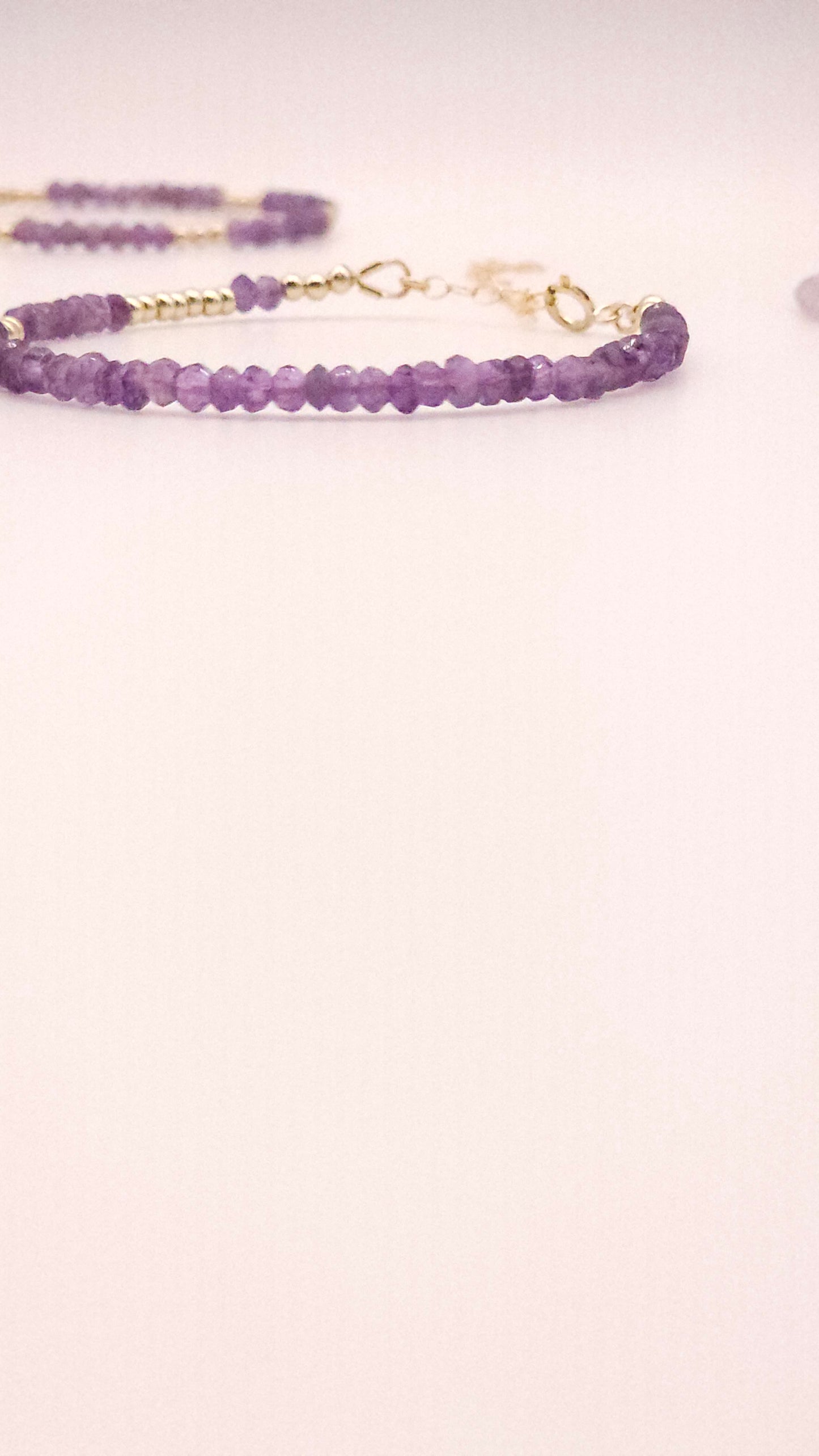 African Amethyst and gold beaded bracelt