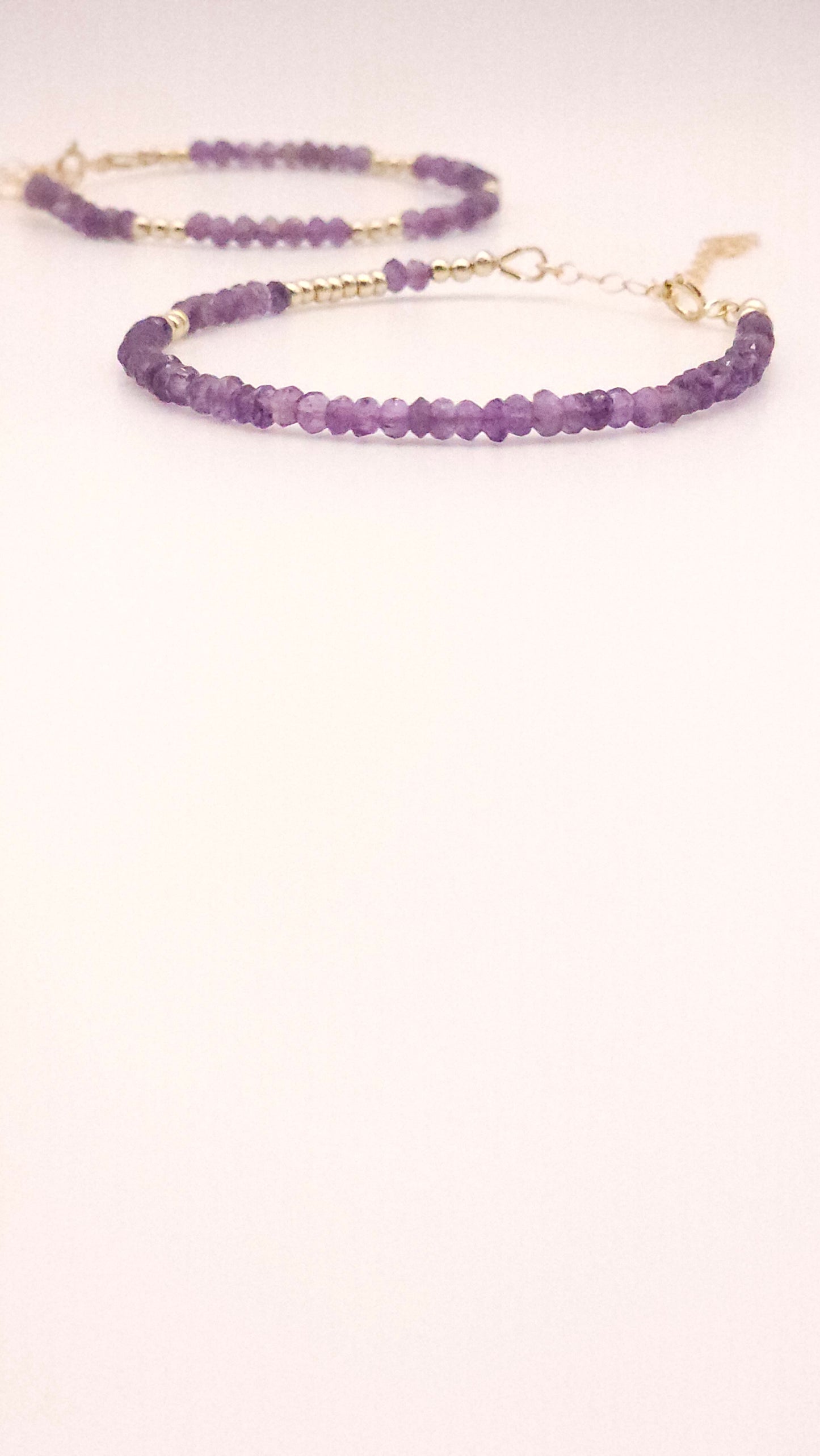 African Amethyst and gold beaded bracelt