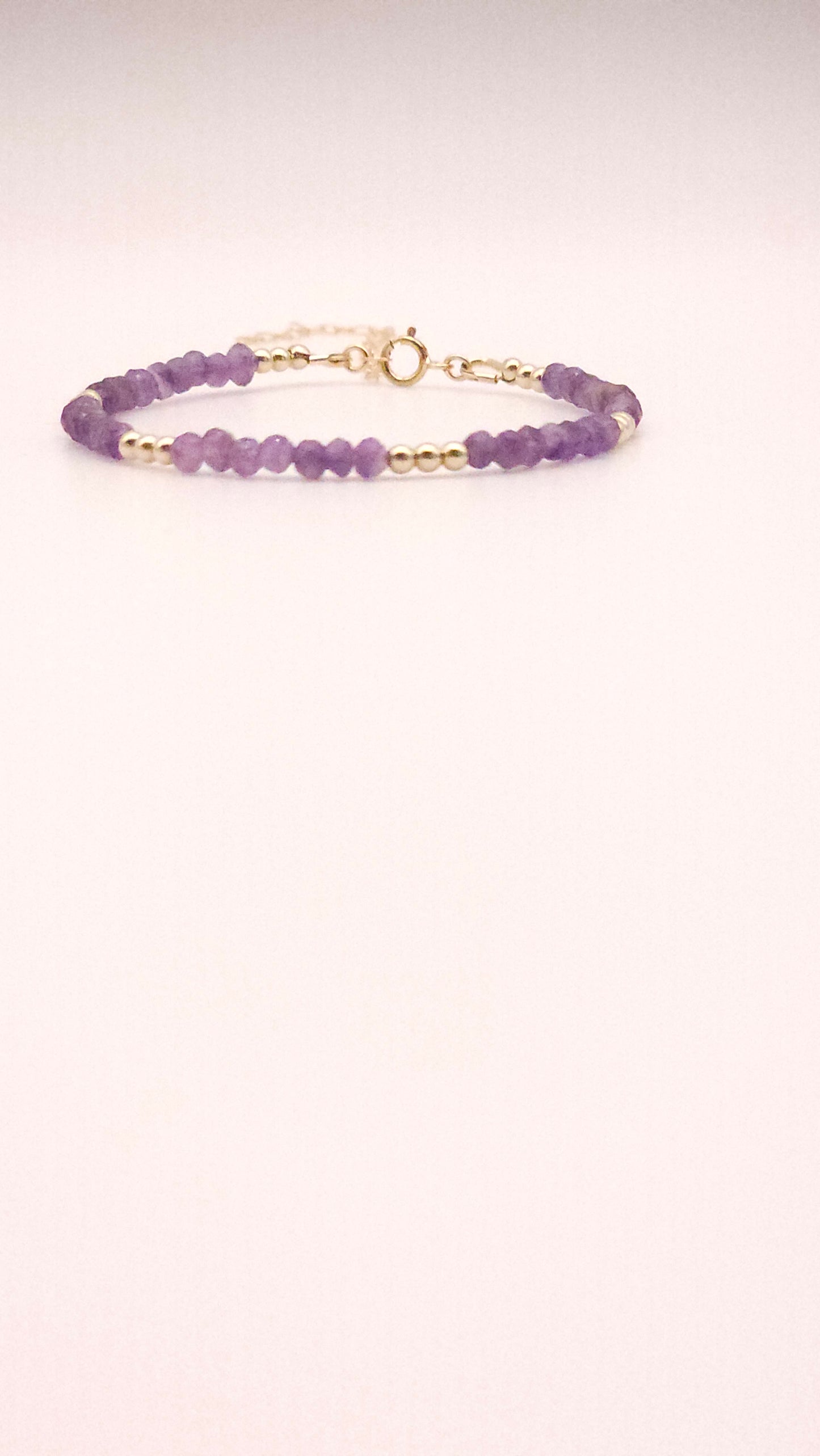 African Amethyst and gold beaded bracelt