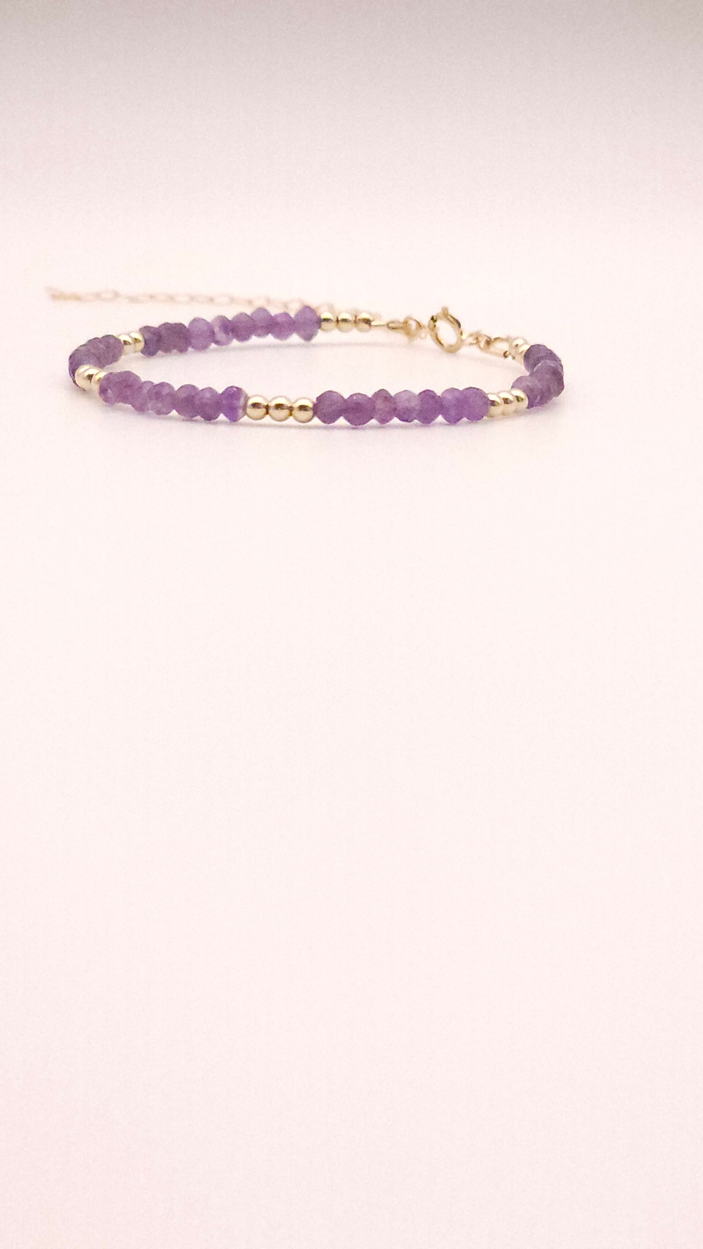 African Amethyst and gold beaded bracelt