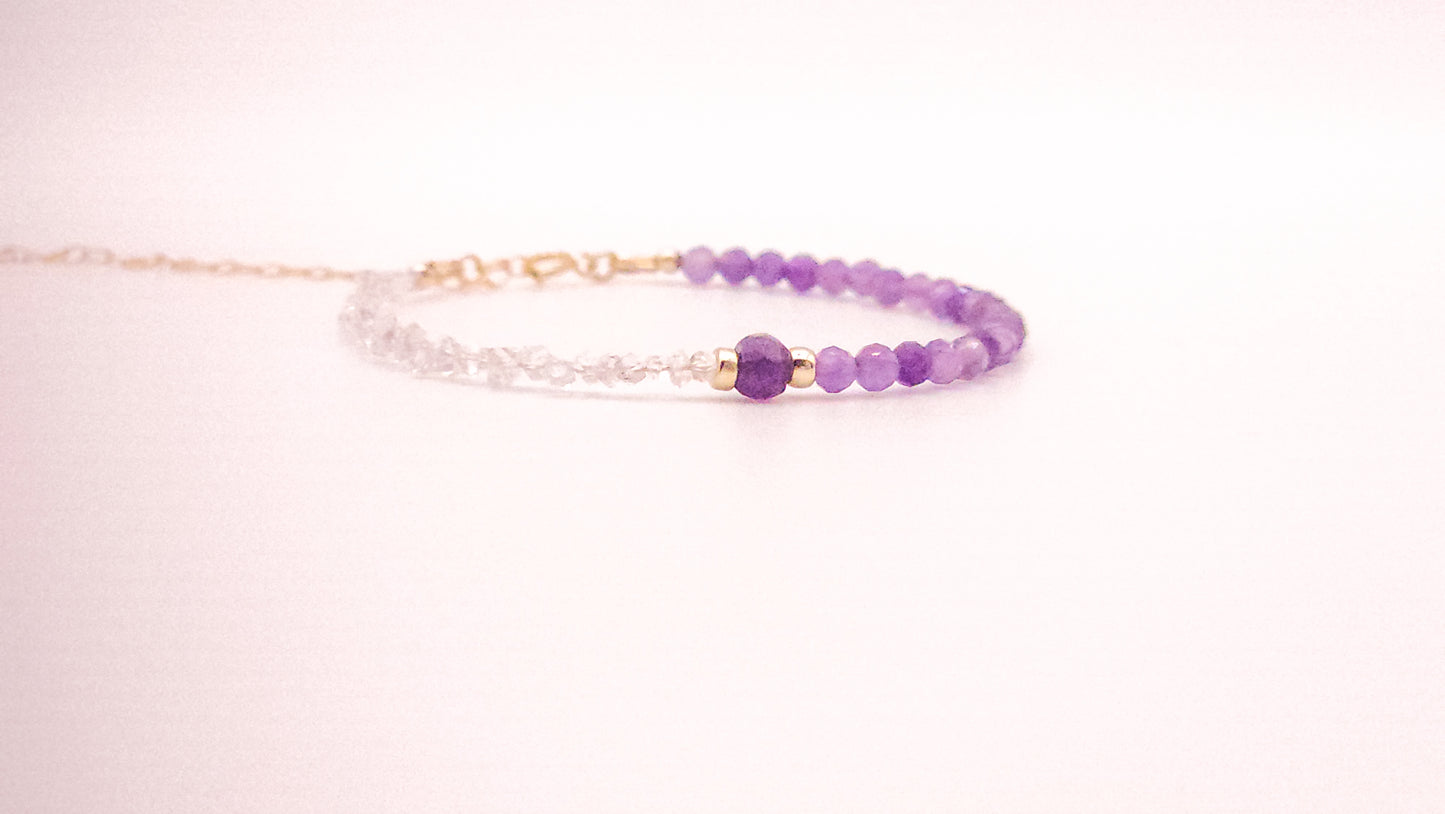 African Amethyst and Herkimer Diamond Bracelt