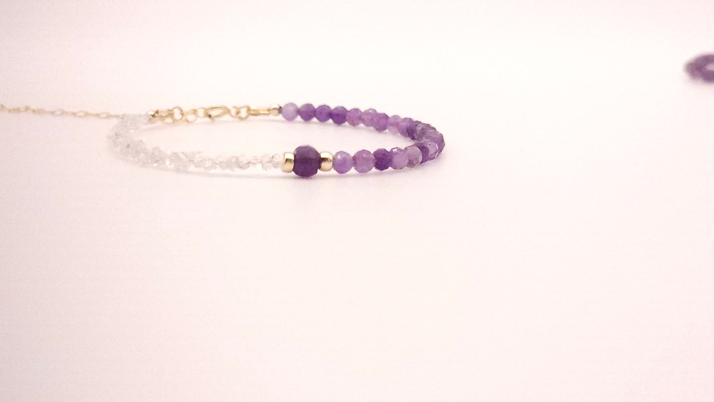 African Amethyst and gold beaded bracelt