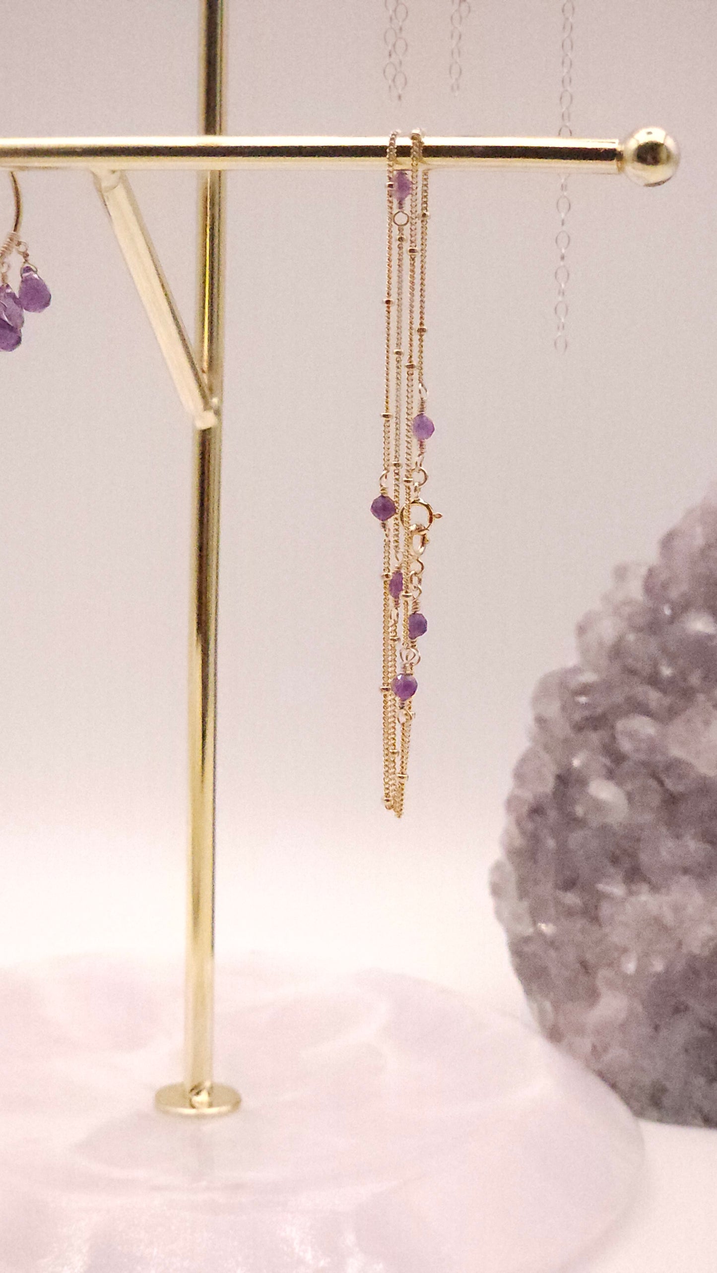 African Amethyst and gold beaded bracelt