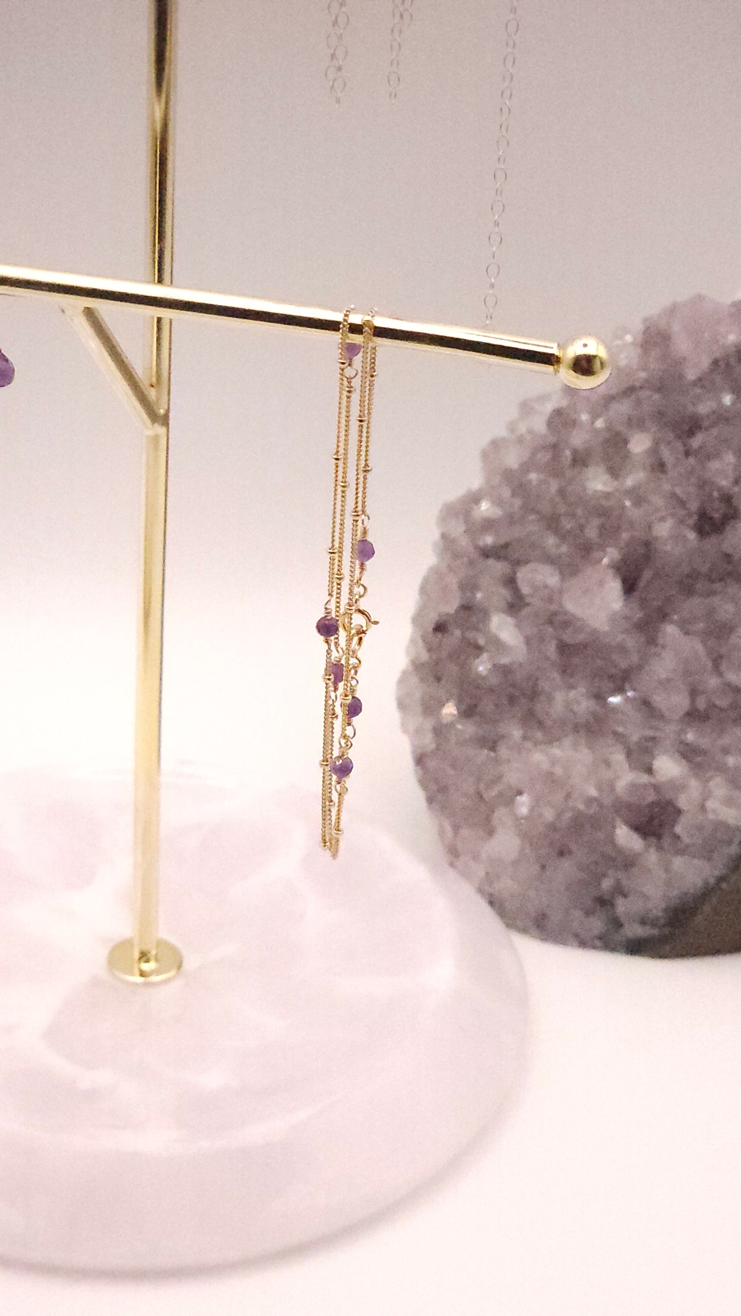 African Amethyst and gold beaded bracelt