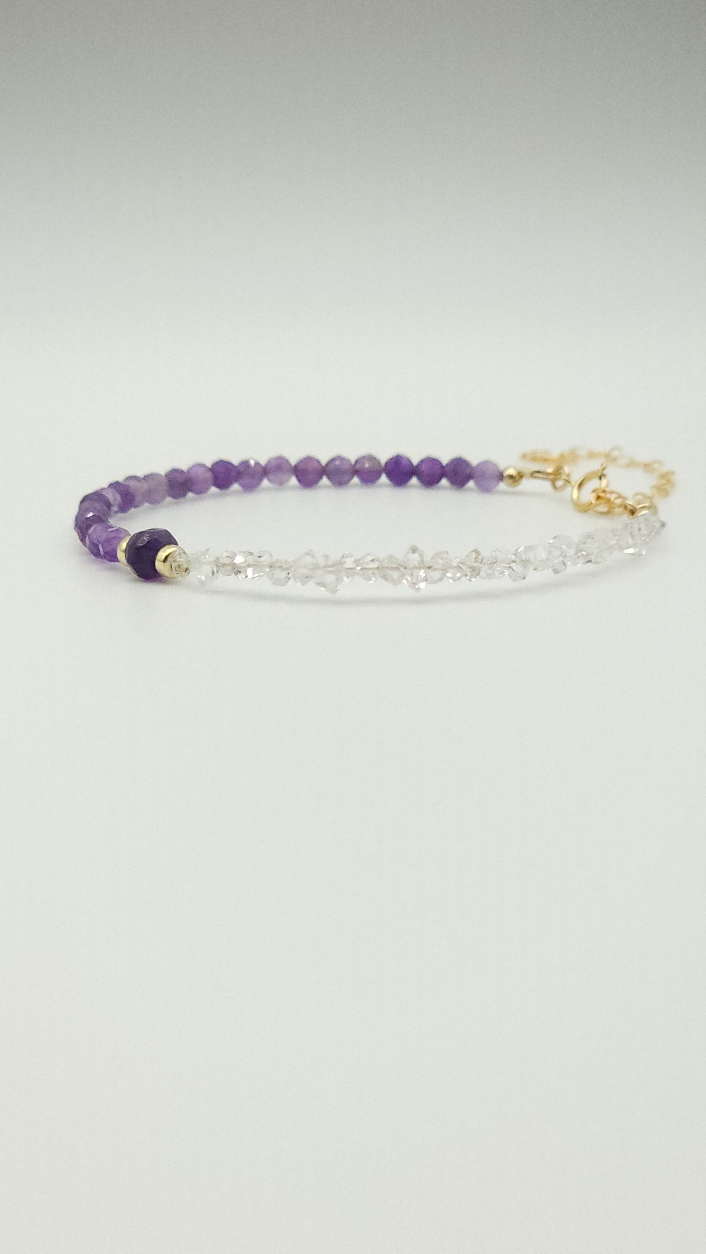 African Amethyst and Herkimer Diamond Bracelt
