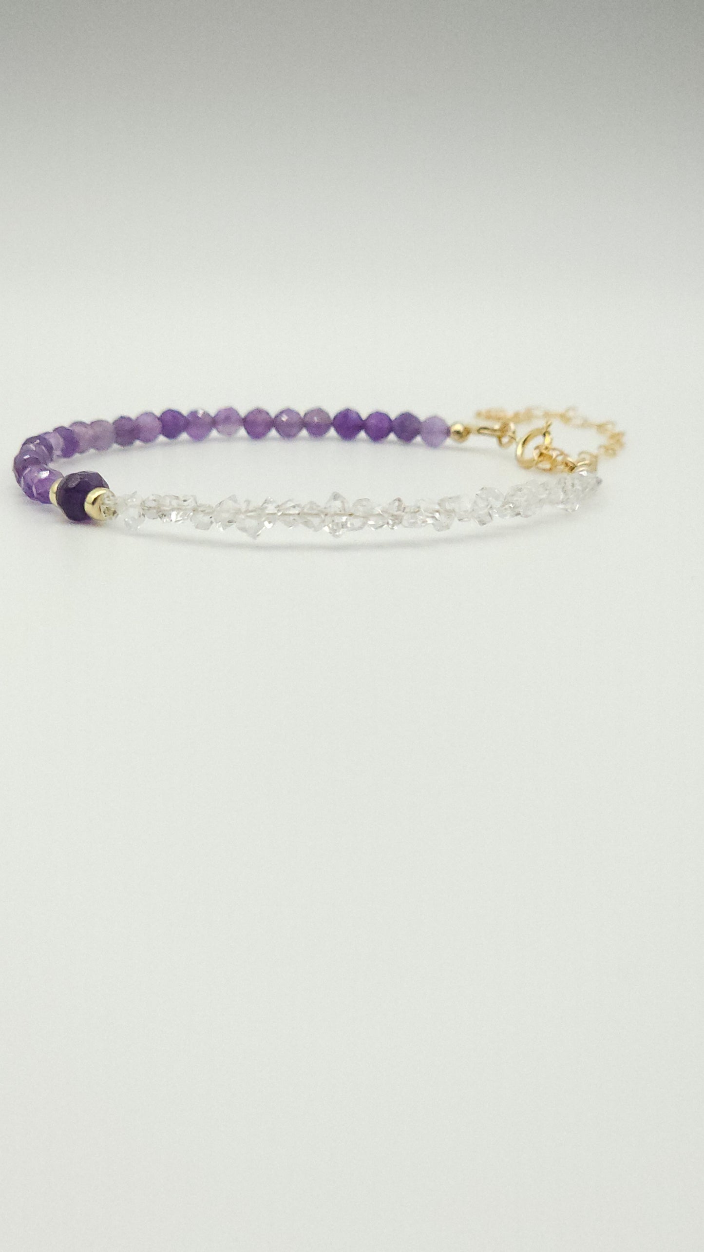 African Amethyst and Herkimer Diamond Bracelt