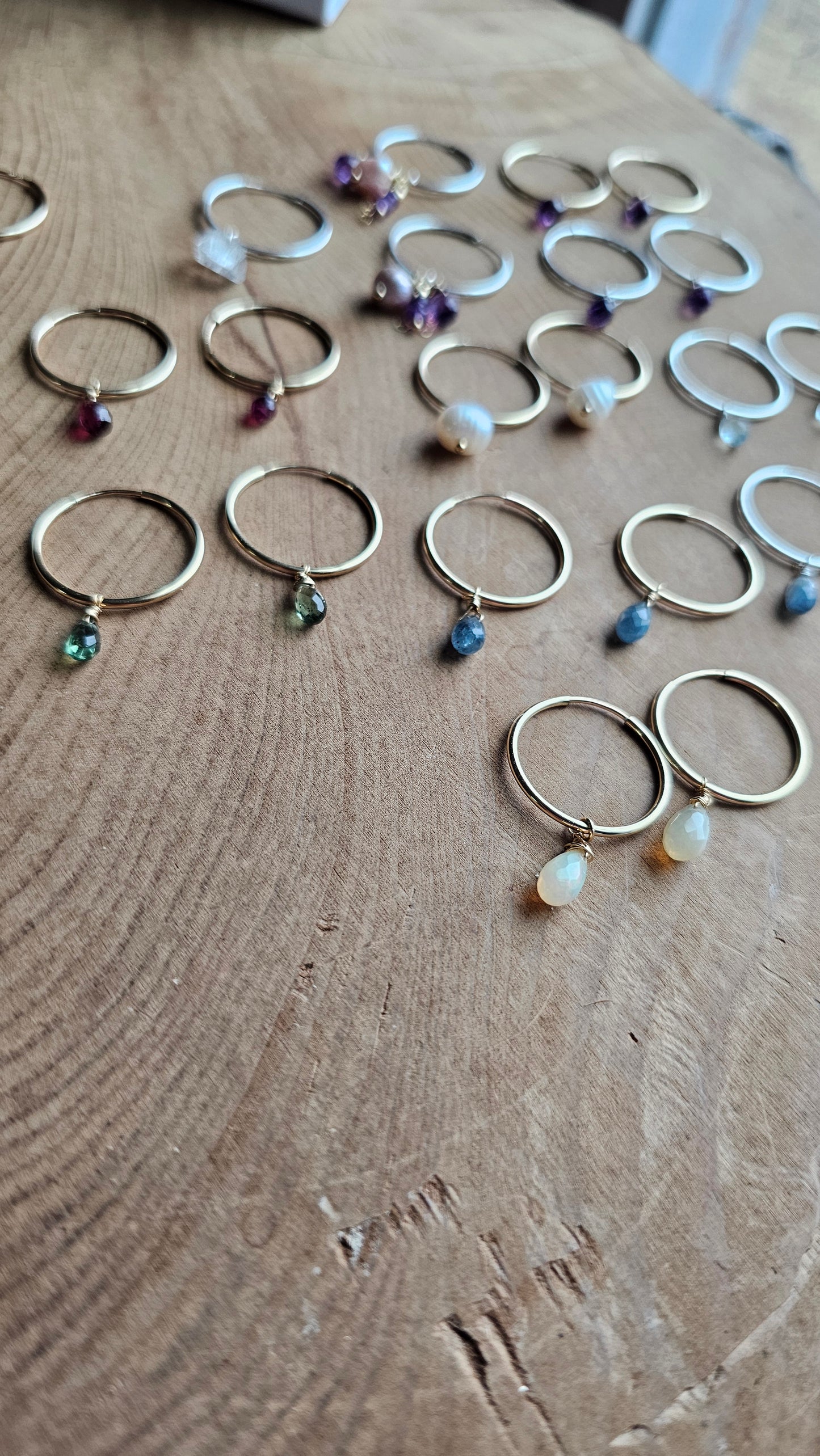 Luminous Balance| Green Apatite Minimalist Gold Gemstone Hoop | 14K Gold Fill | Natural Green Apatite Briolette Charm | Untreated | Intentional Beauty