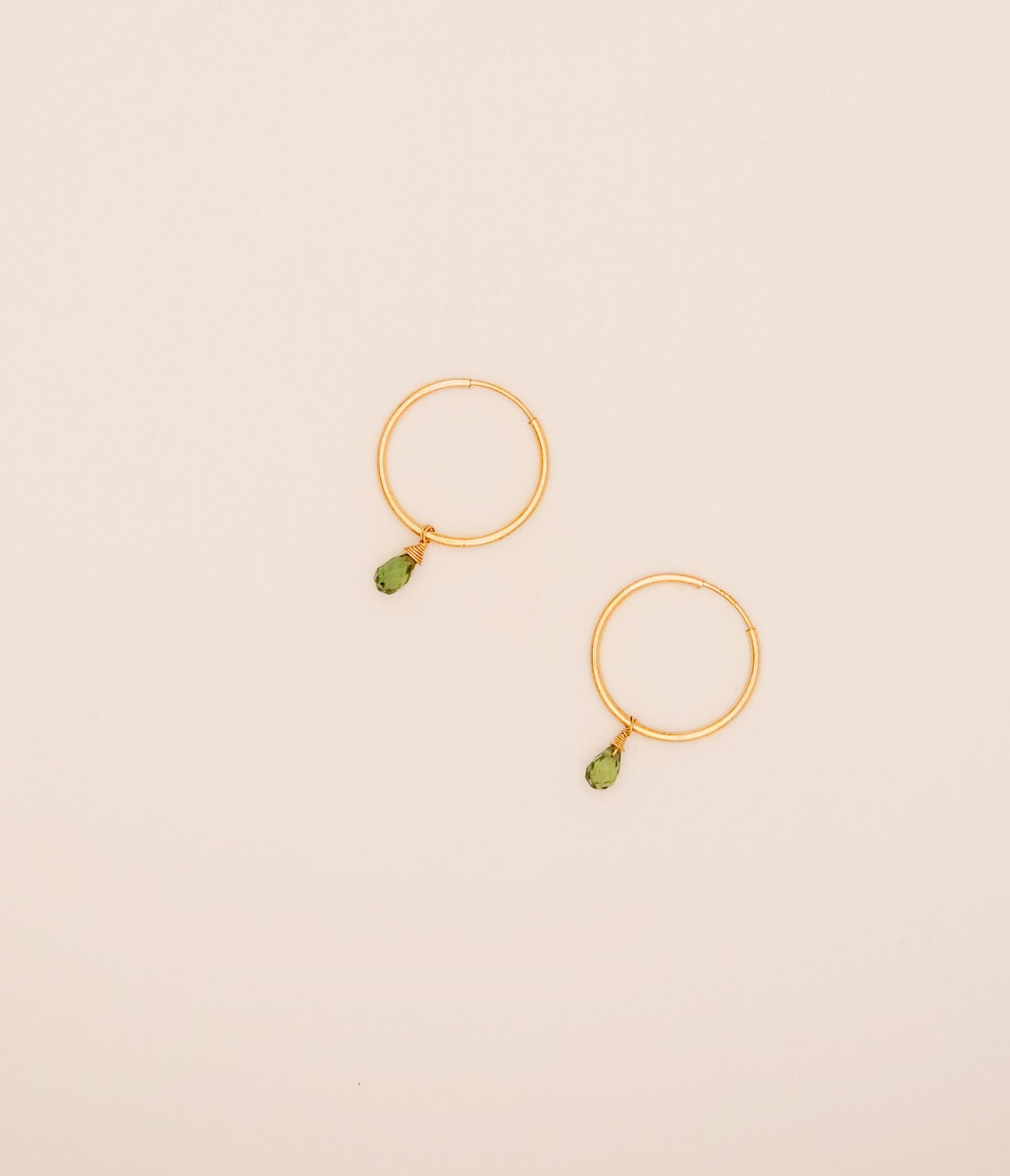 Luminous Balance| Green Apatite Minimalist Gold Gemstone Hoop | 14K Gold Fill | Natural Green Apatite Briolette Charm | Untreated | Intentional Beauty