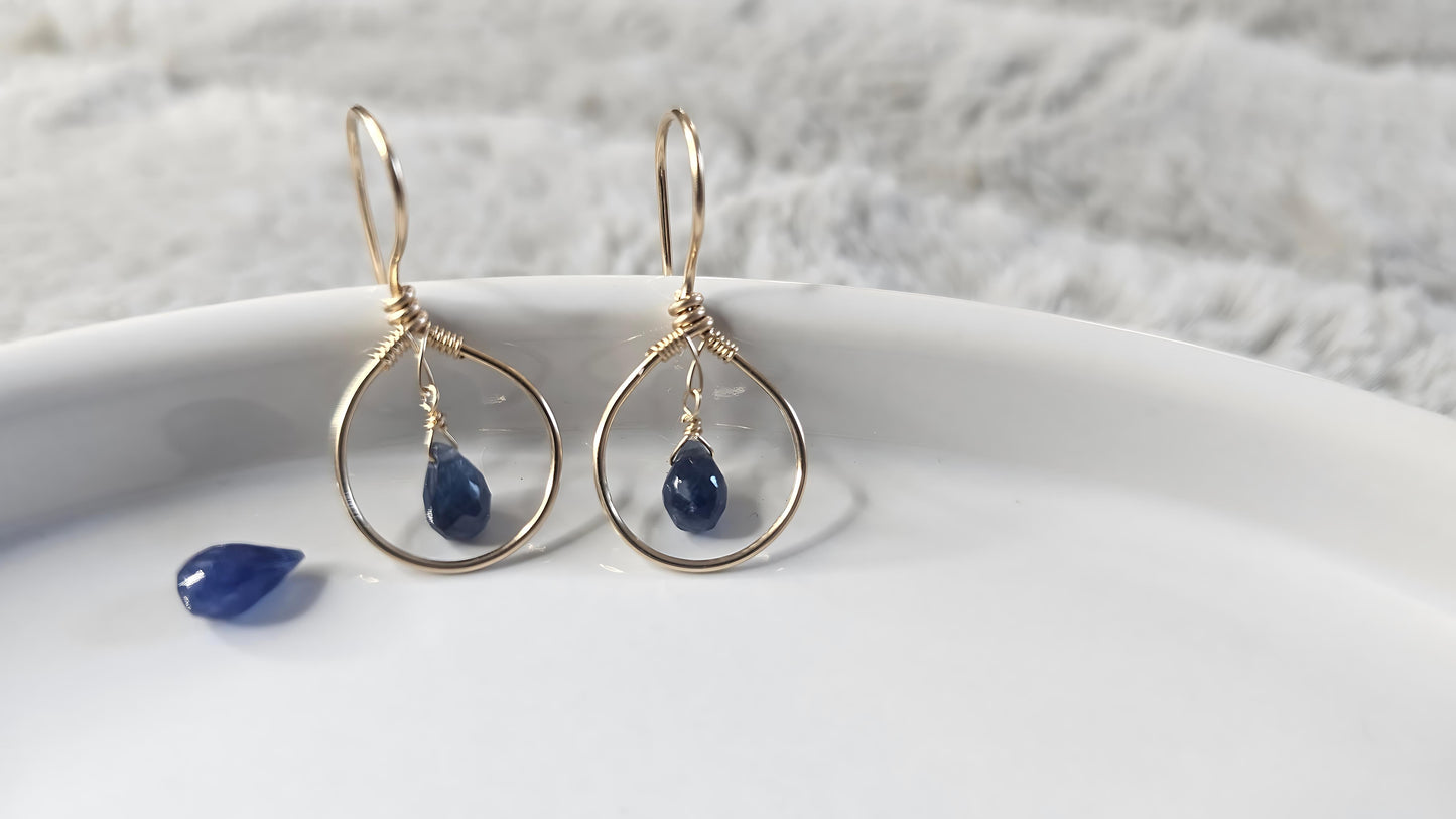 Sapphire Teardrop Hoops | Timeless Elegance Meets Subtle Glamour 💙