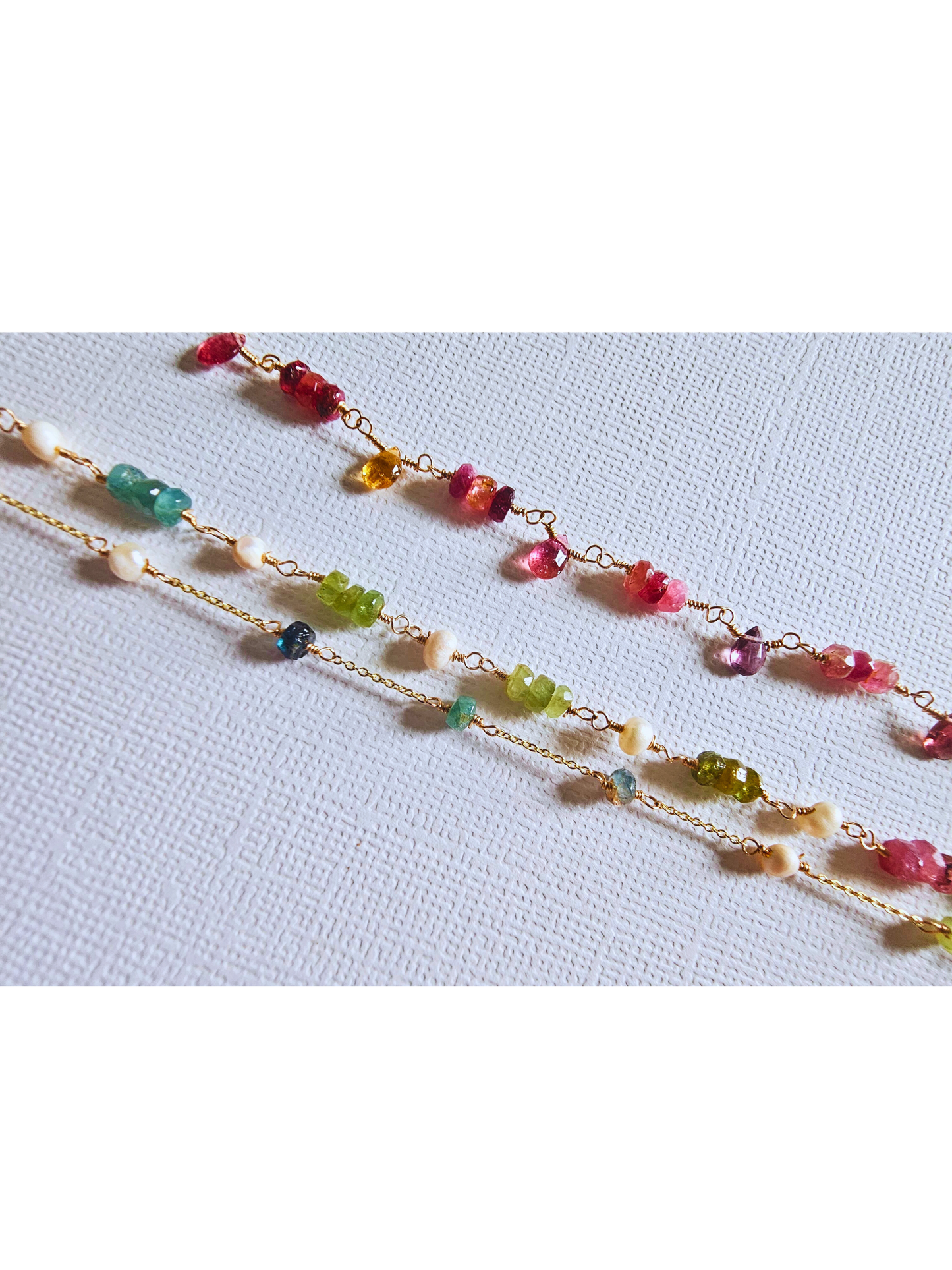 Watermelon tourmaline & pearl | 14/20 gold filled necklace| 16in necklace