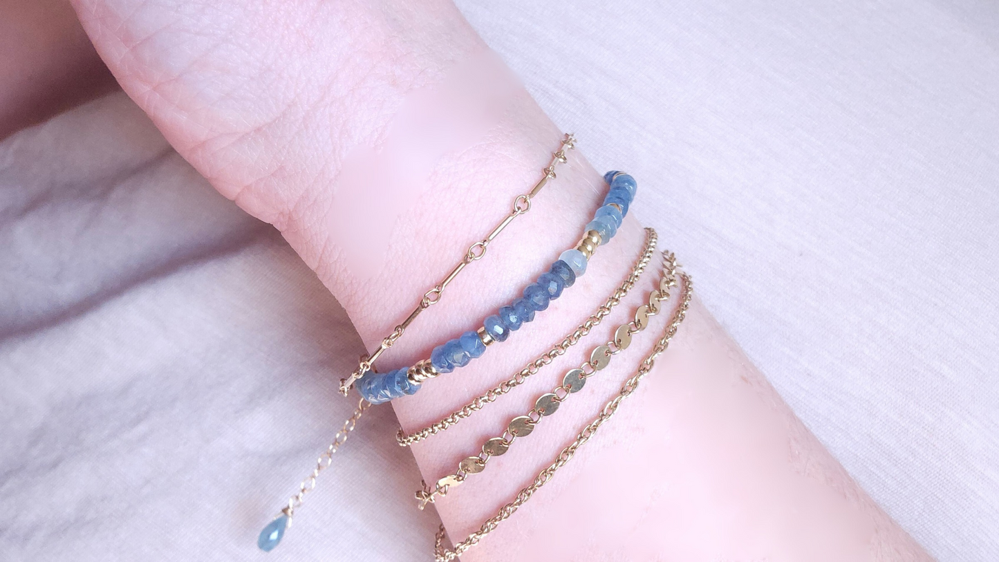 Natural Moss Aquamarine gold Bracelet| drop Charm |Self-expression, resilience is Intentional Beauty