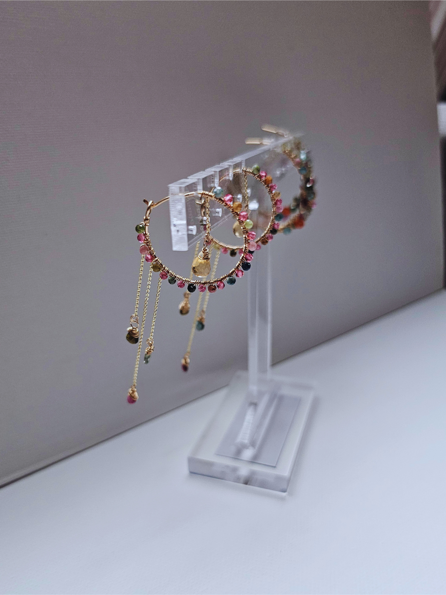 Tourmaline Radiance Hoops with Citrine Drops