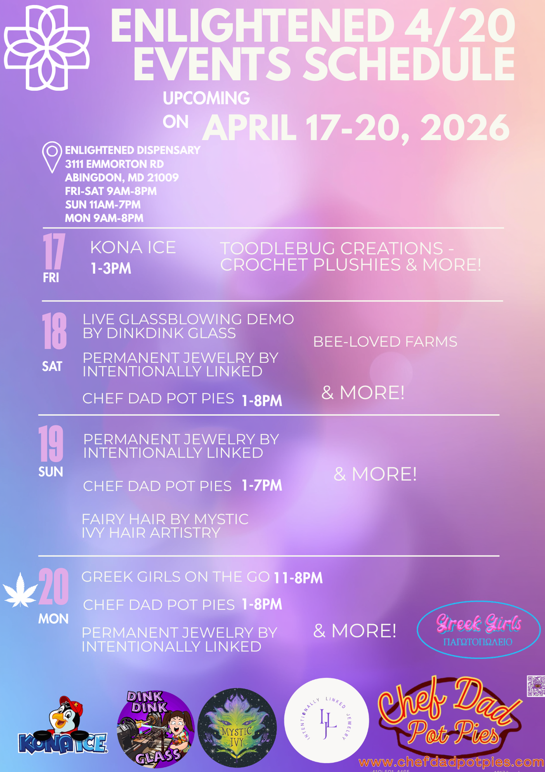 Enlightened 420 event Permanent Jewelry Flyer