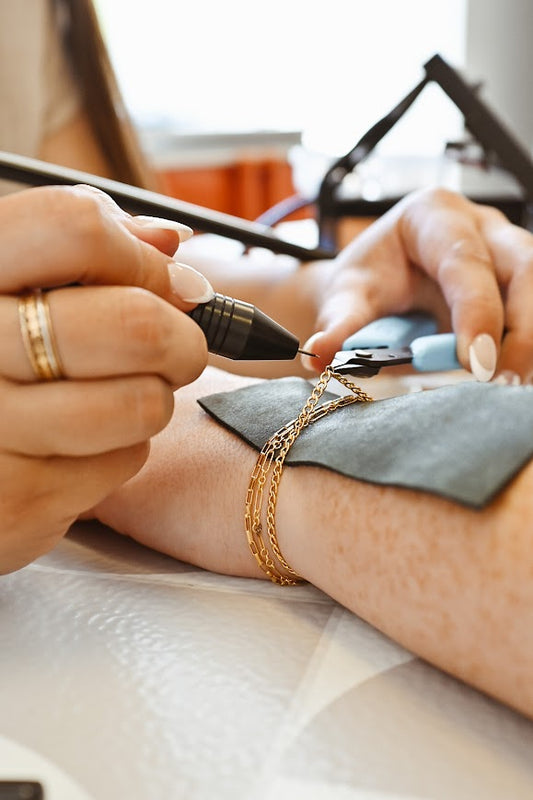 Permanent Jewelry welding with Intentionally Linked Jewelry 