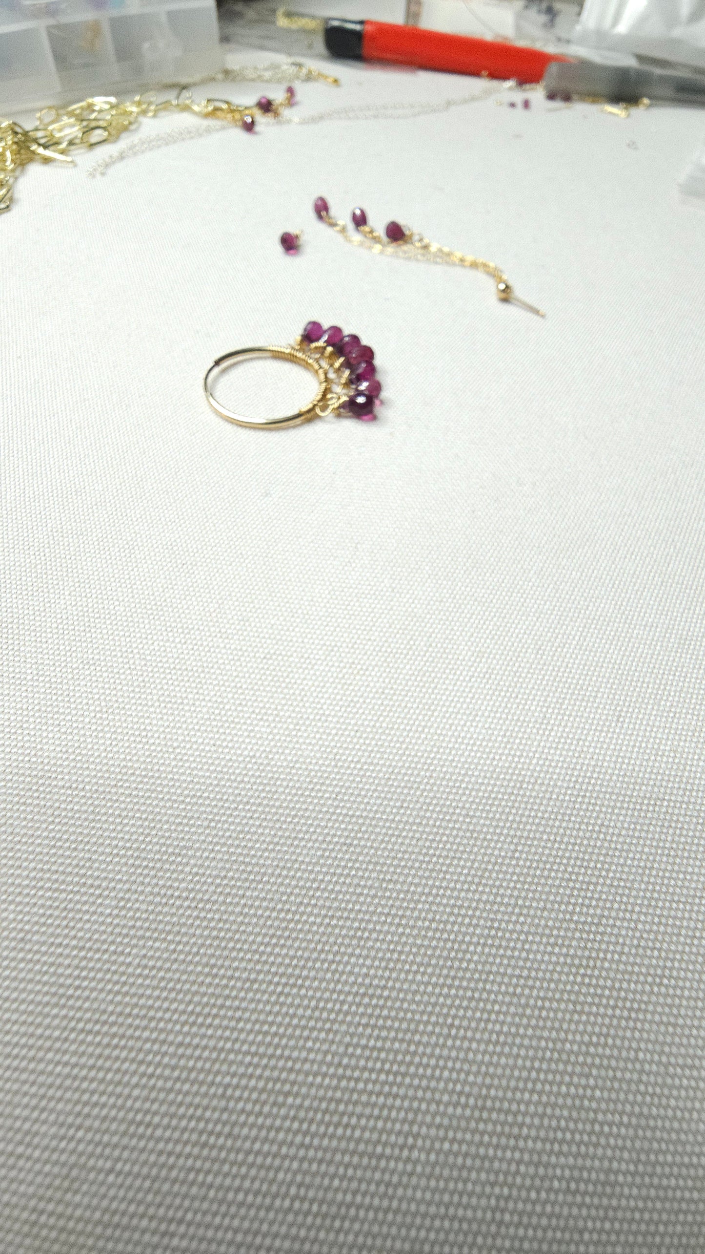 AAA Rhondoite Garnet drop gemstone goddess hoops