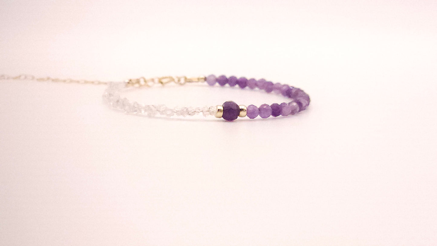 African Amethyst and gold beaded bracelt