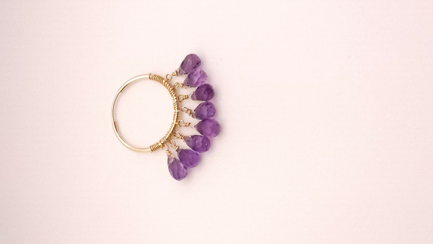 Amethyst Goddess Aura | Huggie Hoop | Chandelier Earrings | Intentional Beauty |  Spiritual clarity, Intuition, Emotional Balance
