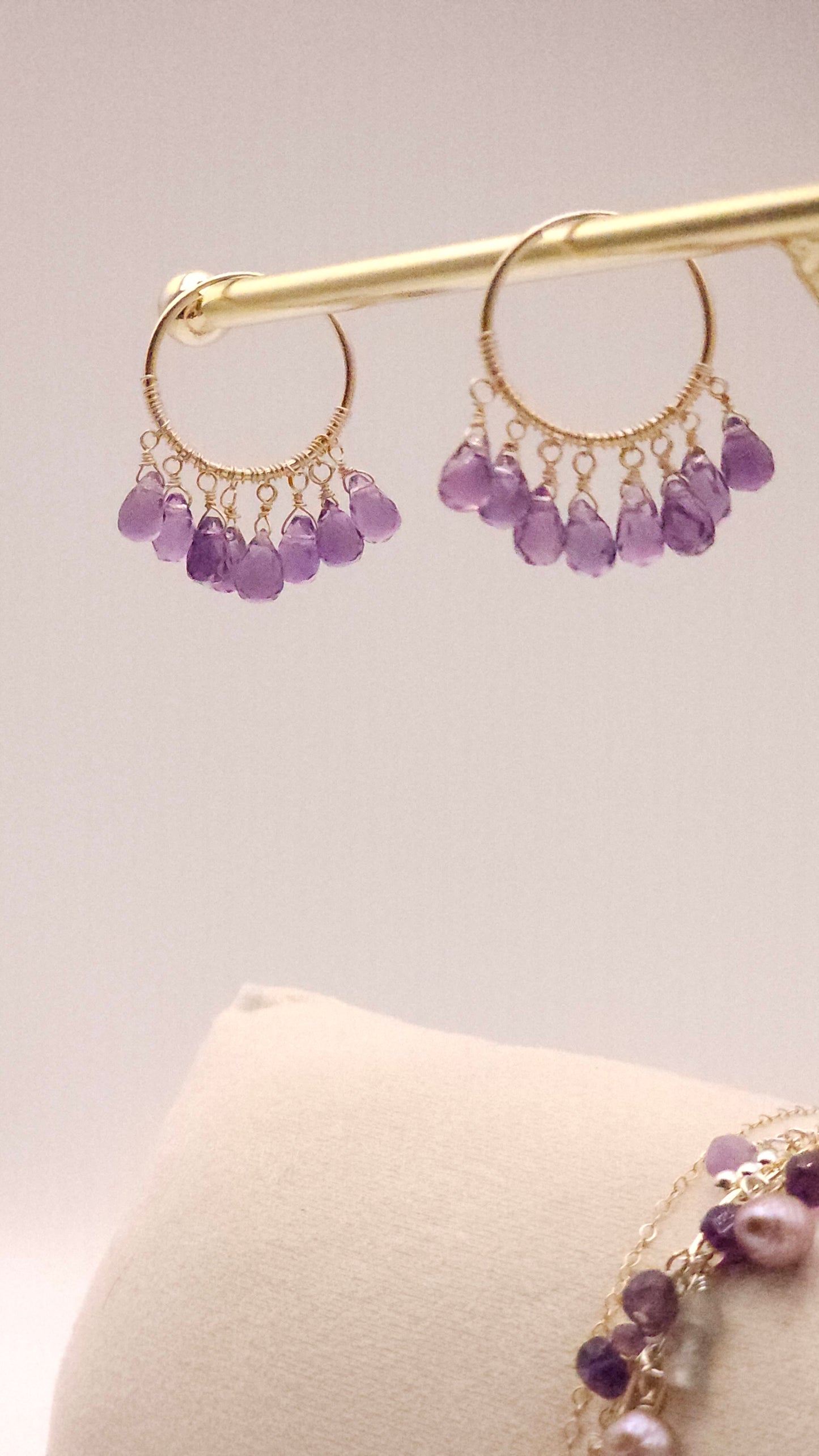 Amethyst Goddess Aura | Huggie Hoop | Chandelier Earrings | Intentional Beauty |  Spiritual clarity, Intuition, Emotional Balance