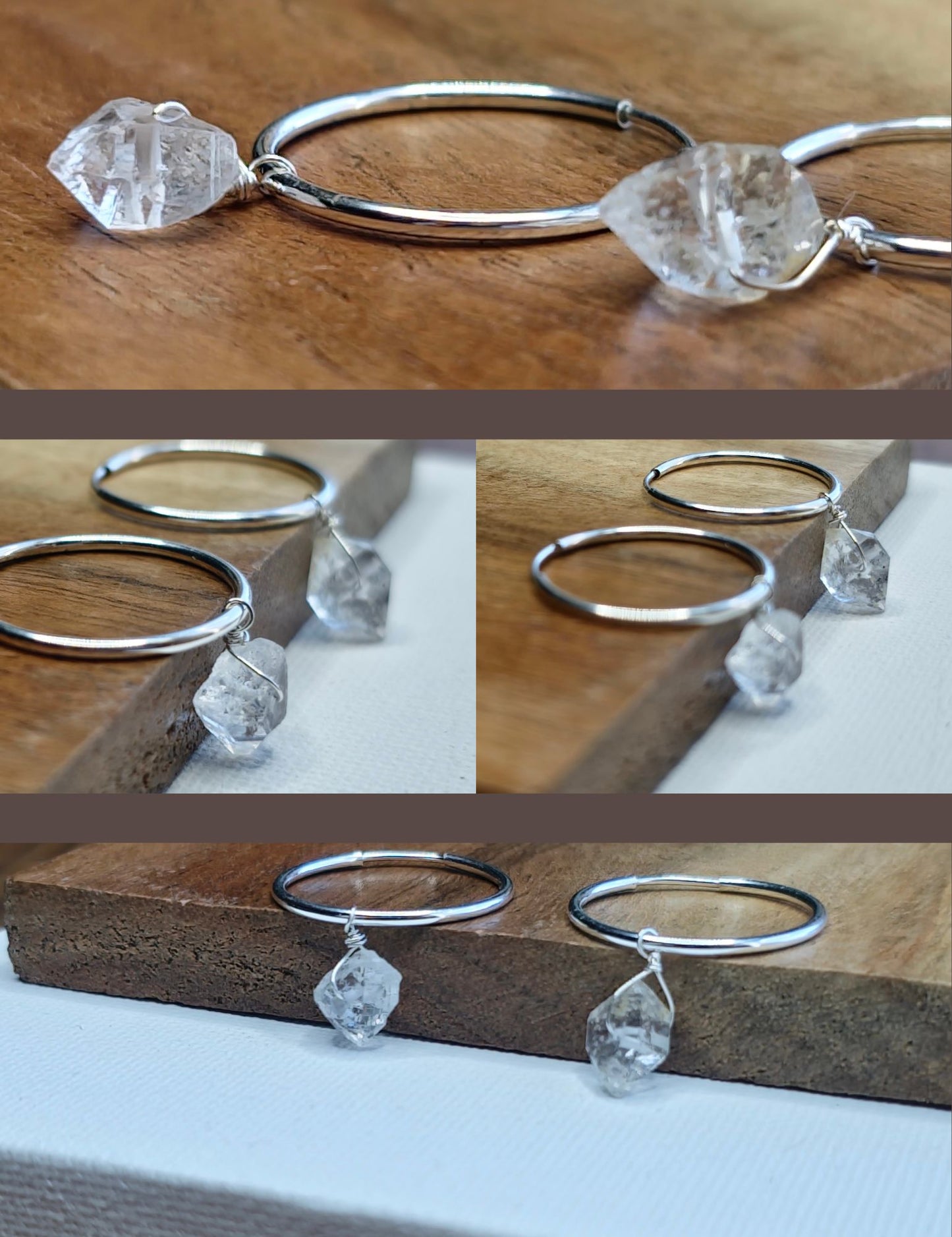 Herkimer Diamond Sterling Silver mini Hoop