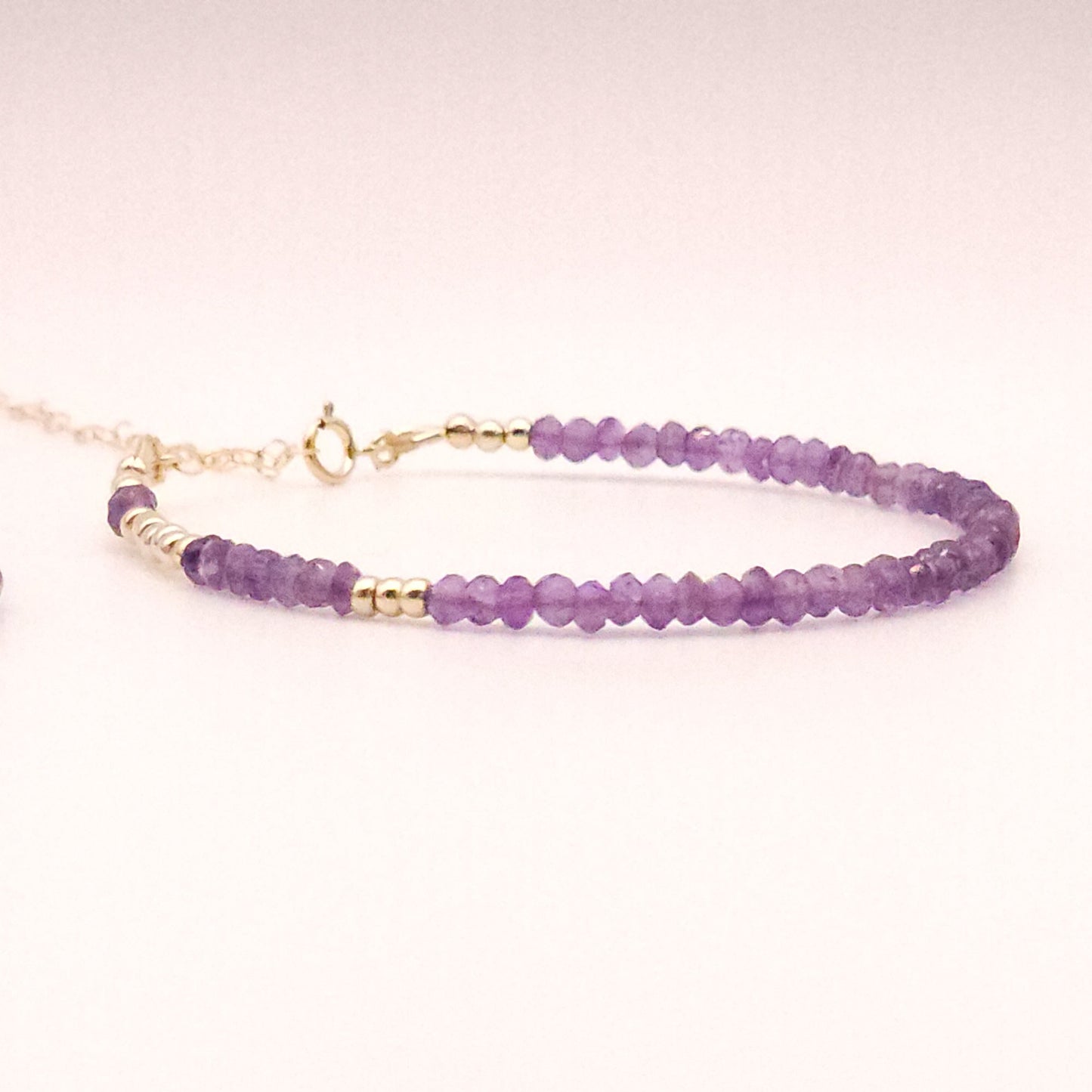 African Amethyst and gold beaded bracelt
