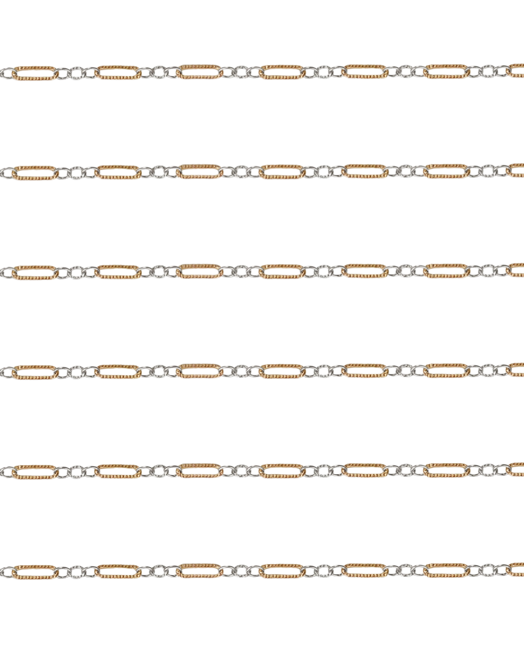  Cadence chain permanent jewelry design with alternating gold and silver links symbolizing harmony between energies, available in Baltimore Jewelry studio.