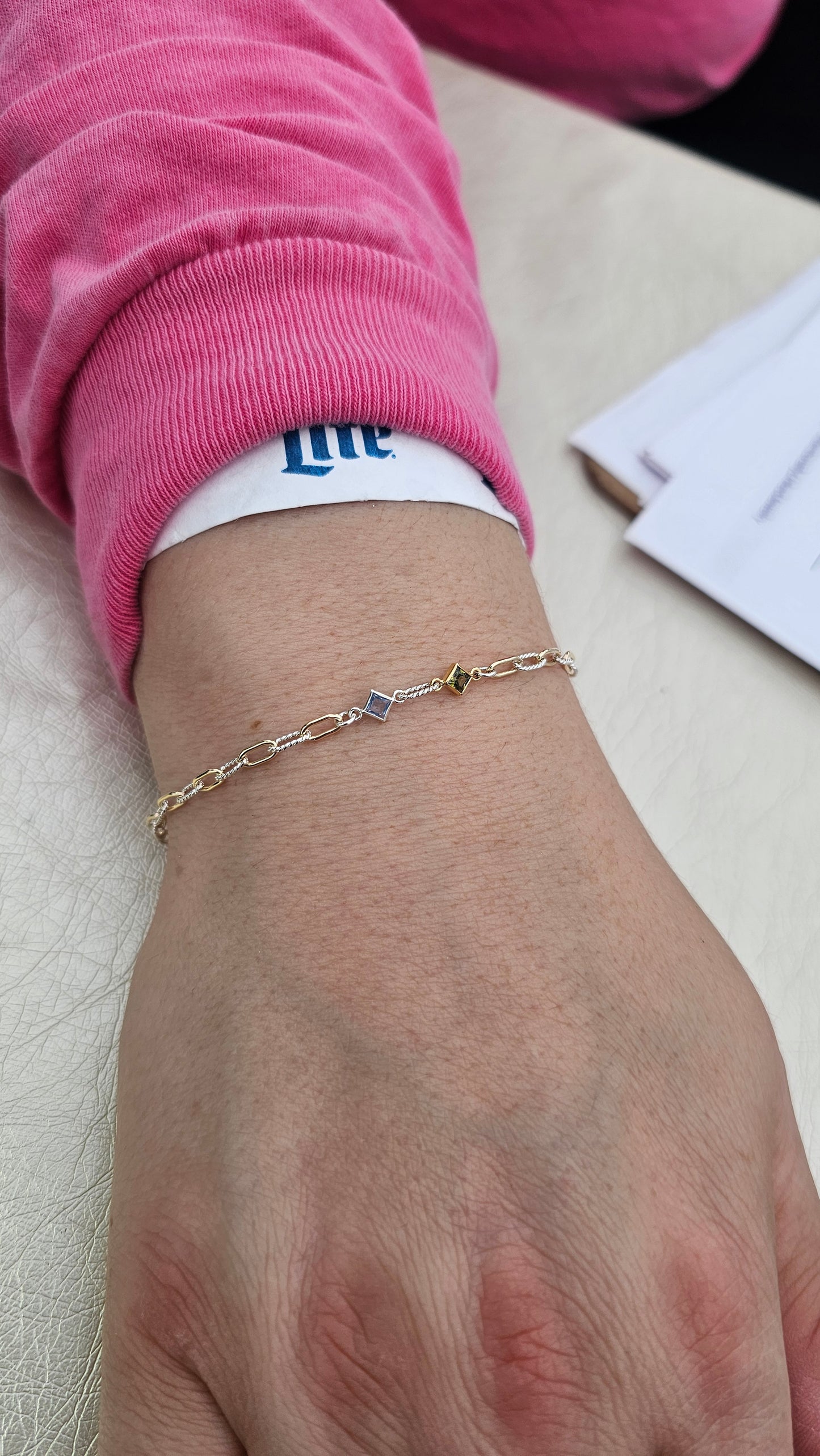 Mixed metal Paper clip chain "the big dipper" chain By Intentionally Linked Permanent Jewelry studio In Baltimore Maryland 