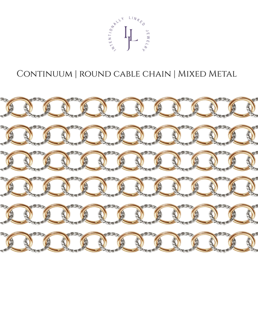 Continuum Round Cable Chain Mixed Metal intentionally Linked Jewelry Baltimore Maryland
