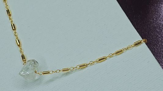 Large Herkimer Diamond Gold Fill Tube bracelet