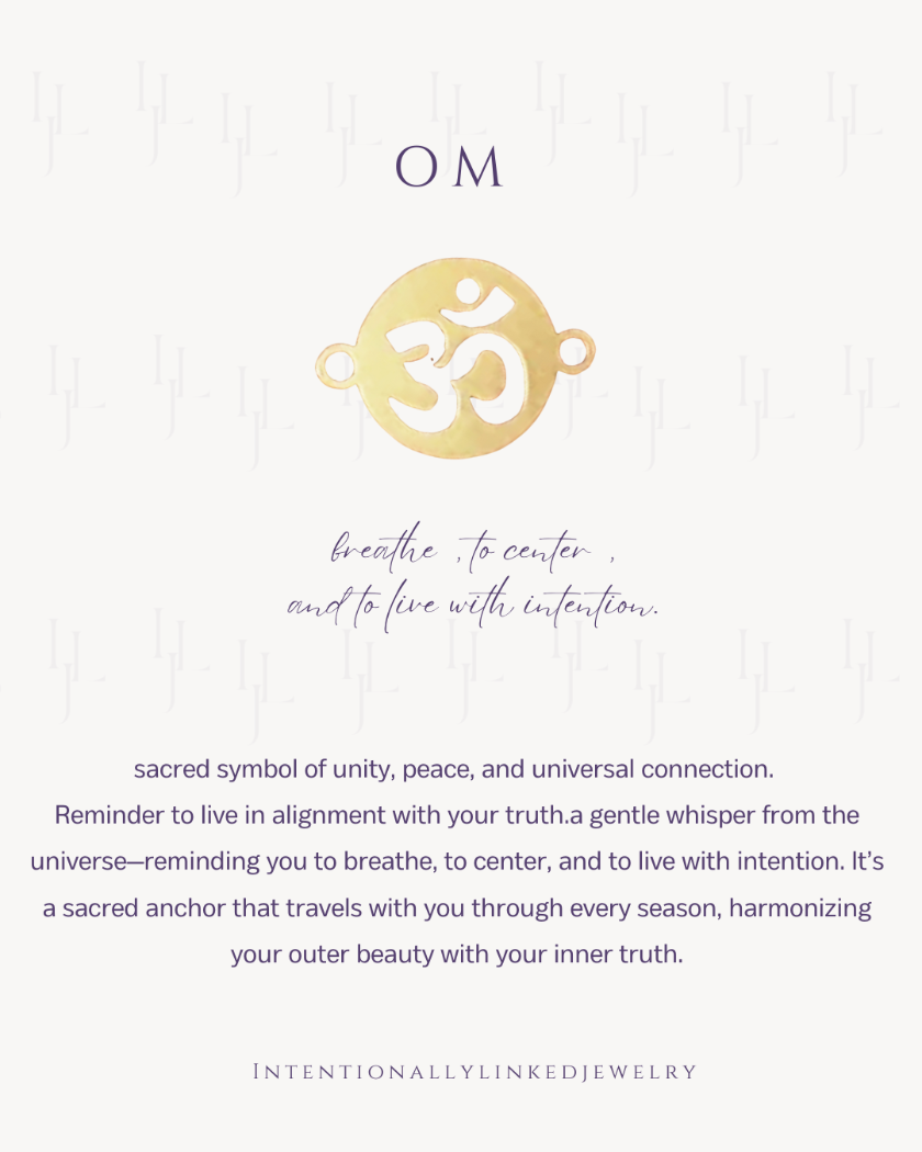 14k gold filled OM Connector charm for spiritual permanent jewelry by Intentionally Linked Jewelry
