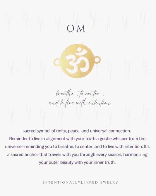 14k gold filled OM Connector charm for spiritual permanent jewelry by Intentionally Linked Jewelry
