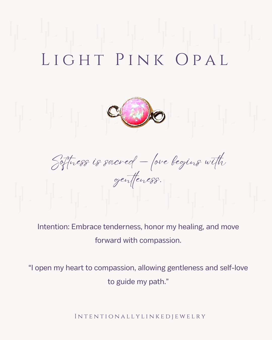 Light Pink Opal connector in 14k gold filled, symbolizing compassion and self-love, welded for permanent jewelry in Maryland.