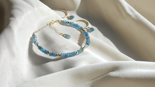 Natural Moss Aquamarine gold Bracelet| drop Charm |Self-expression, resilience is Intentional Beauty
