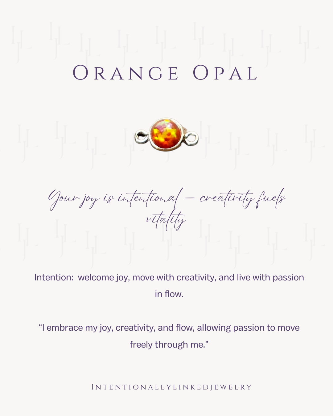 Orange Opal connector for creativity, joy, and flow. Available in gold filled or sterling permanent jewelry — Intentionally Linked Jewelry.
