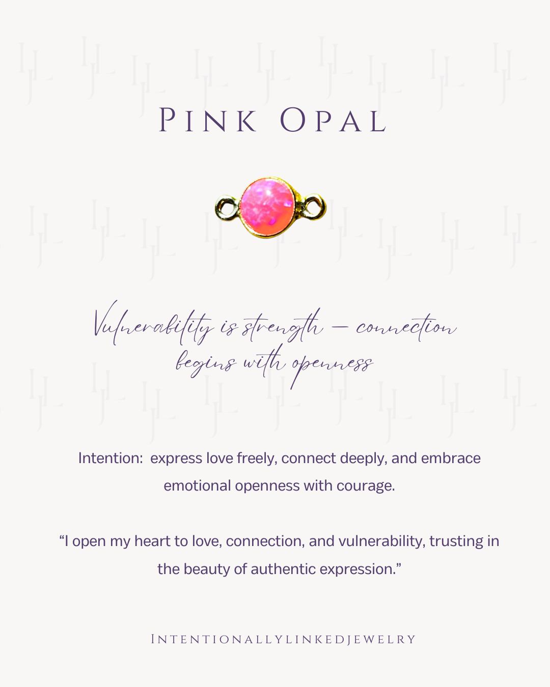 Pink Opal connector in 14k gold filled, symbolizing love and healing, welded for intentional permanent jewelry in  Baltimore Maryland.