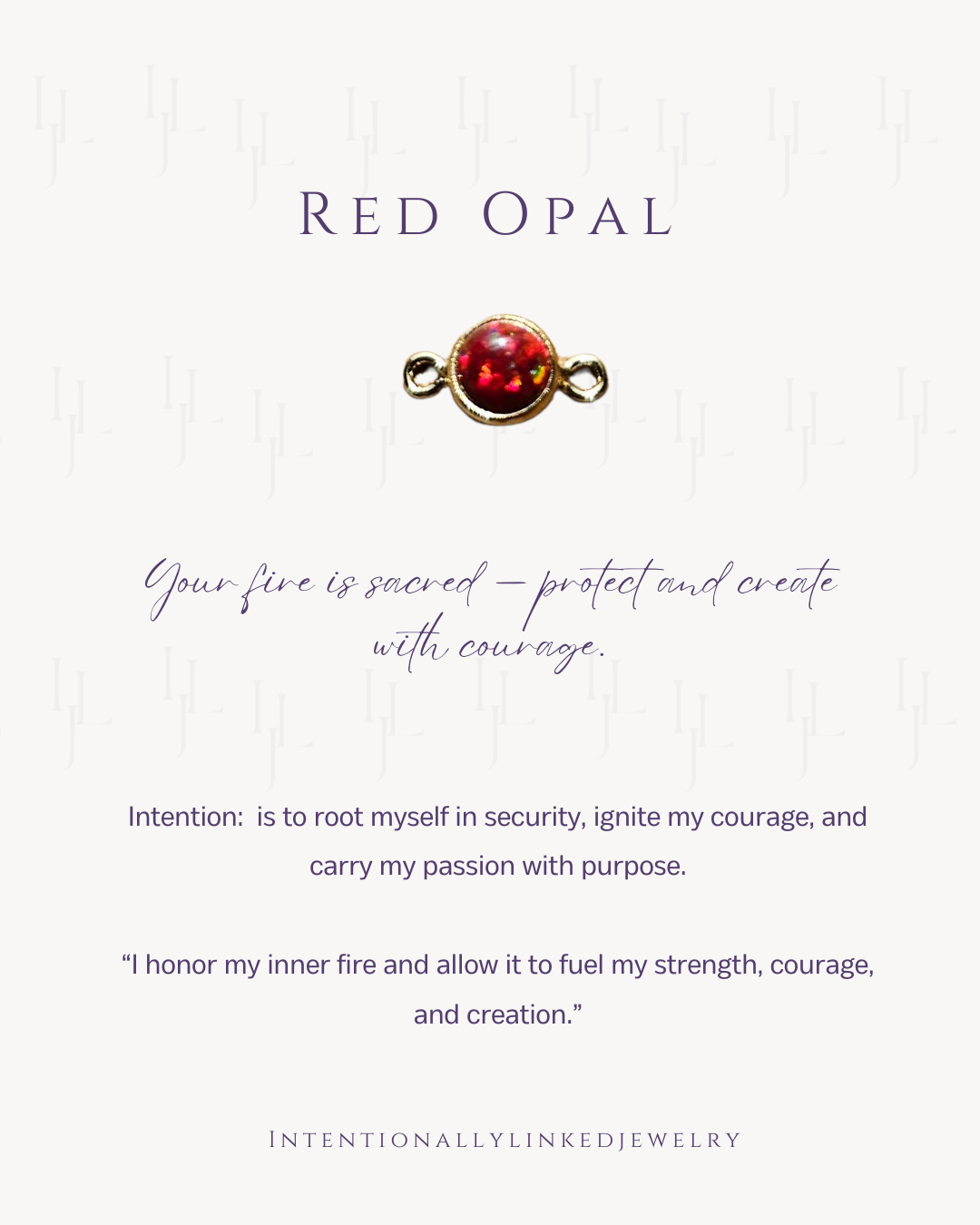 Red Opal connector for permanent jewelry in 14k gold filled. Background intentionally linked permanent jewelry