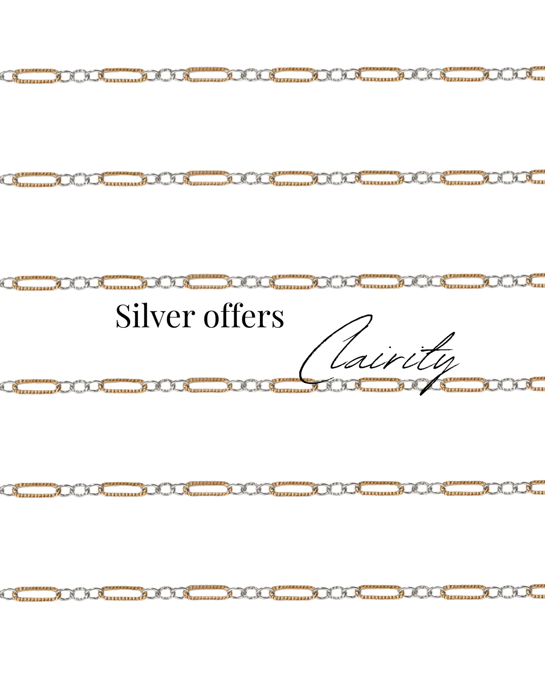 Silver chain with gold accents on a white background