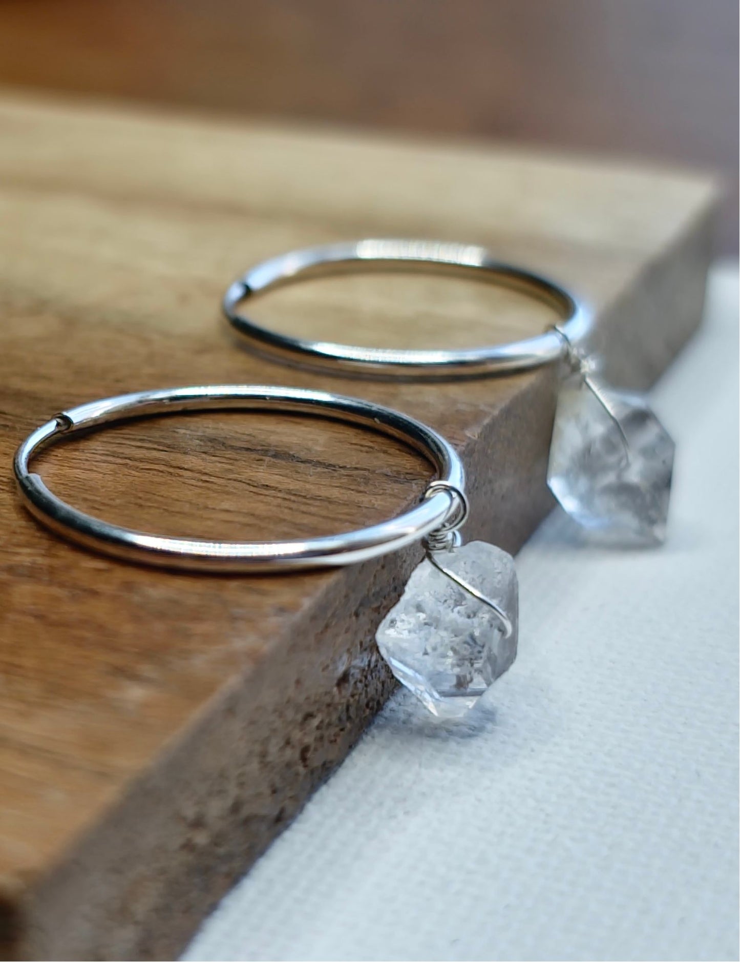 Herkimer Diamond Sterling Silver mini Hoop