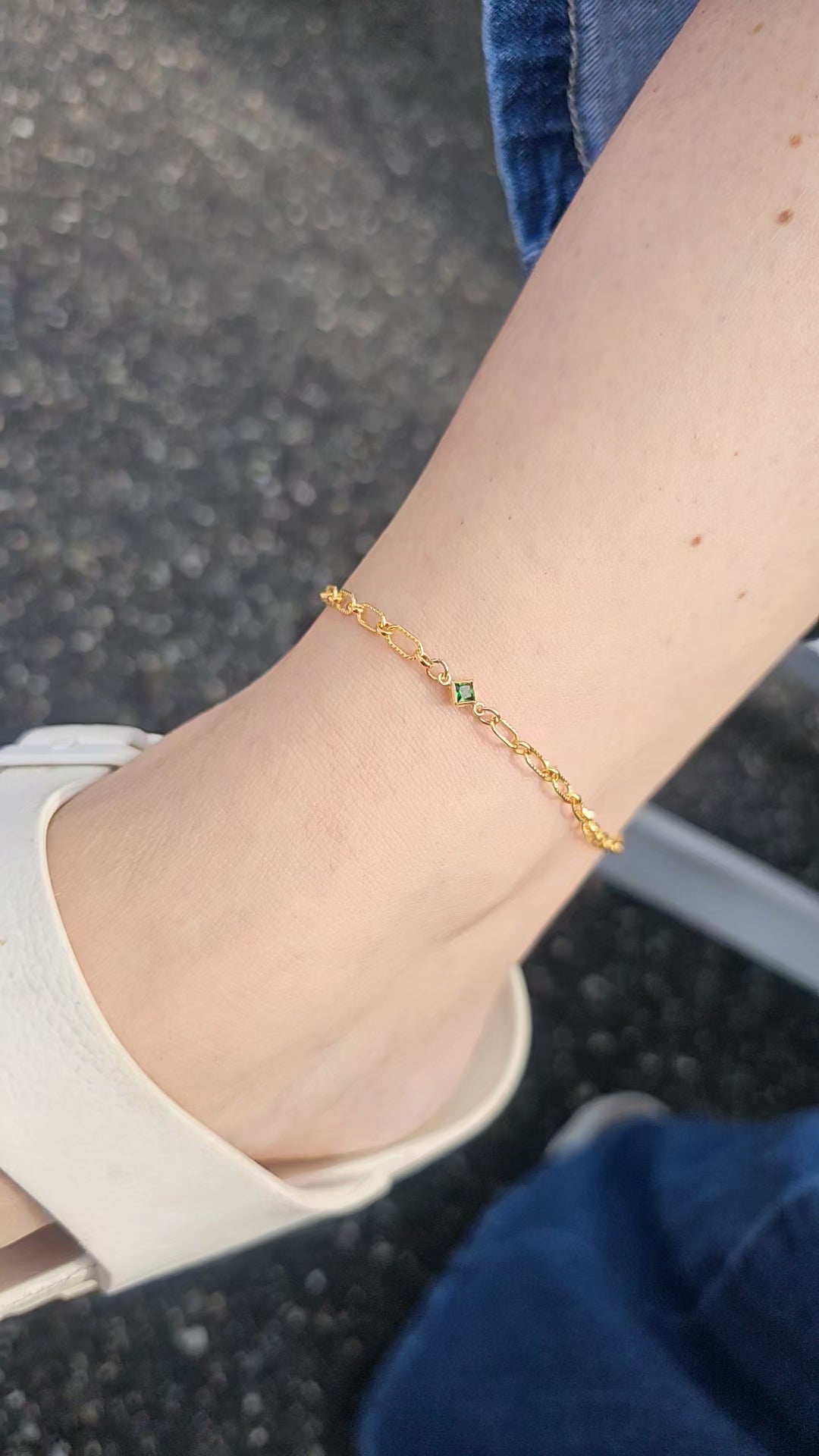 Astraea Chain In 14k Gold fill on an anklet made permanent By Intentionally linked permanent Jewelry Baltimore