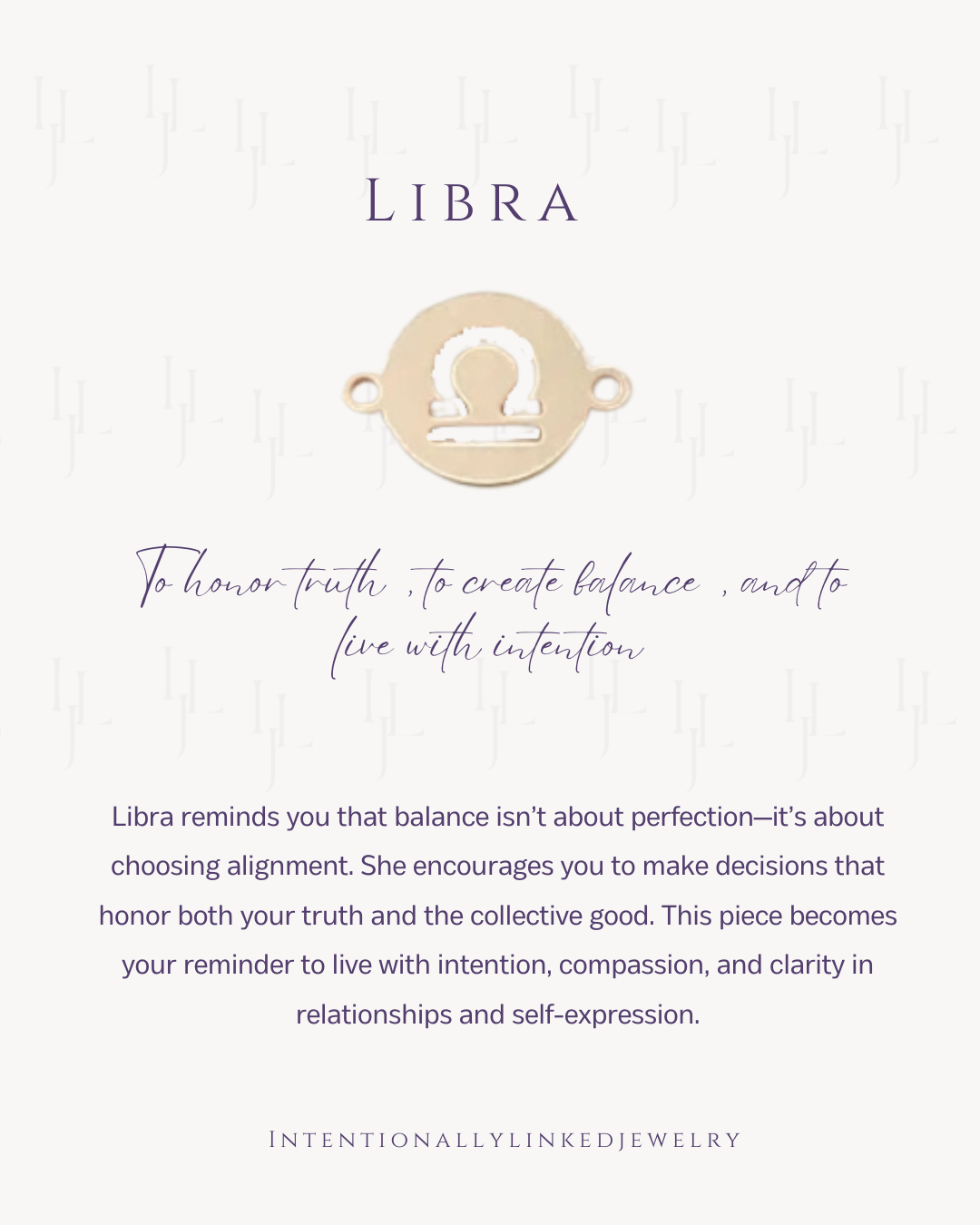 Libra zodiac charm in sterling silver. This charm is welded into a permanent jewelry bracelet by Intentionally Linked Jewelry. 