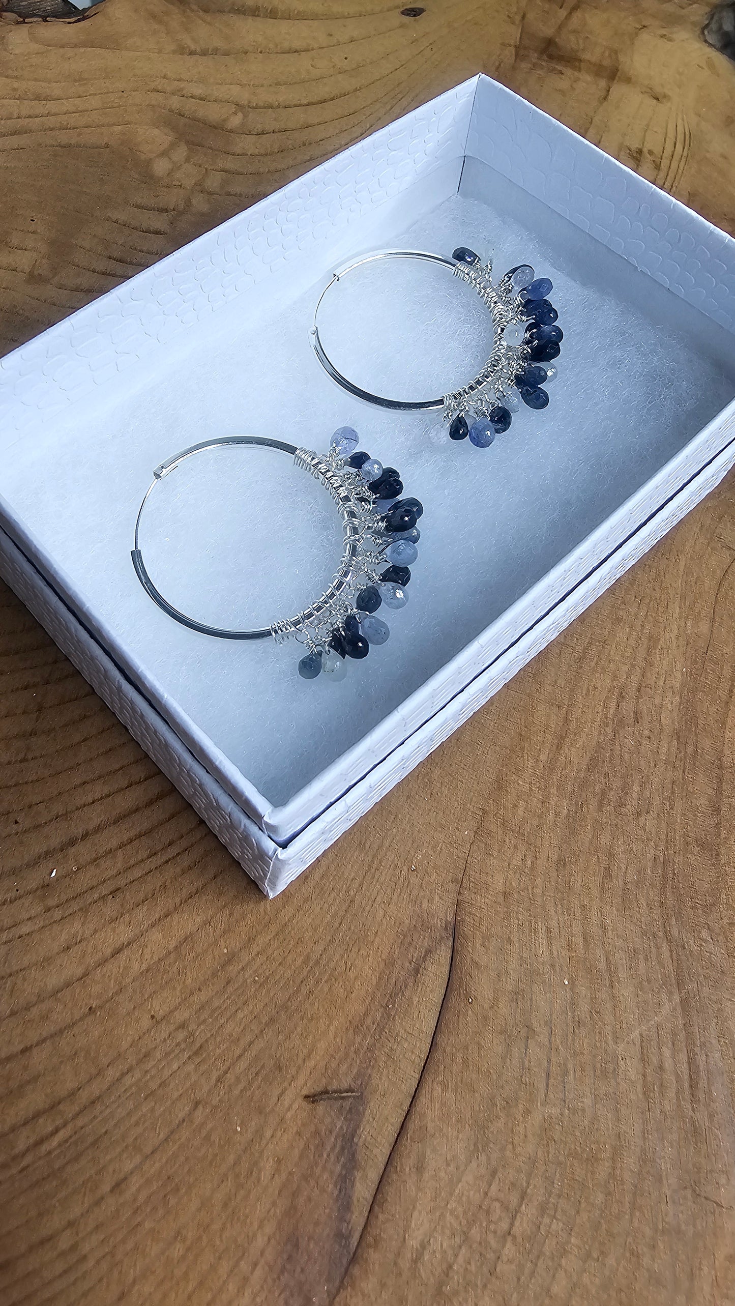 Sapphire ombre sterling silver Elsa hoop