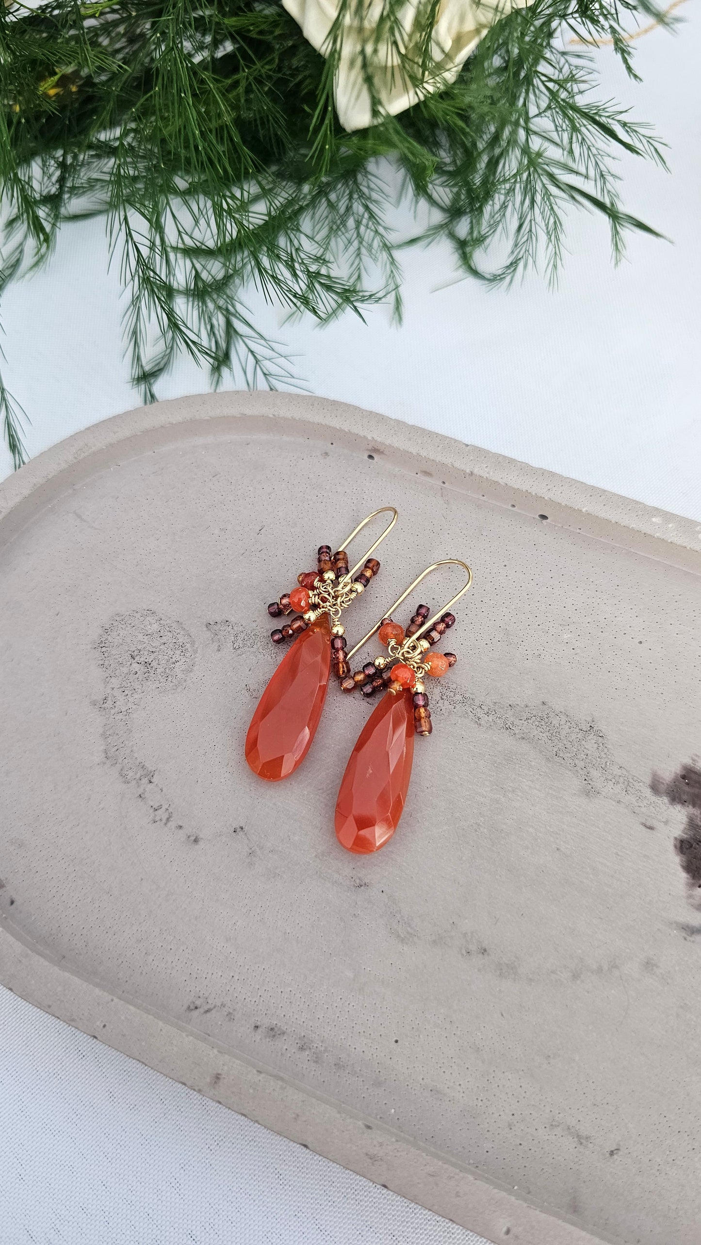 Phoenix Rising — Carnelian & Garnet Earrings