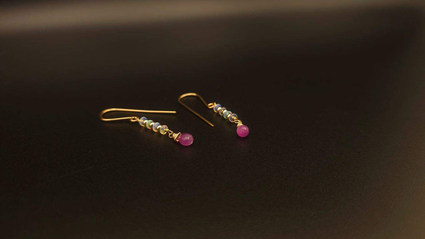 Opal + Pink Sapphire Drop Earrings
14k Gold Filled • Handcrafted Artisan Jewelry