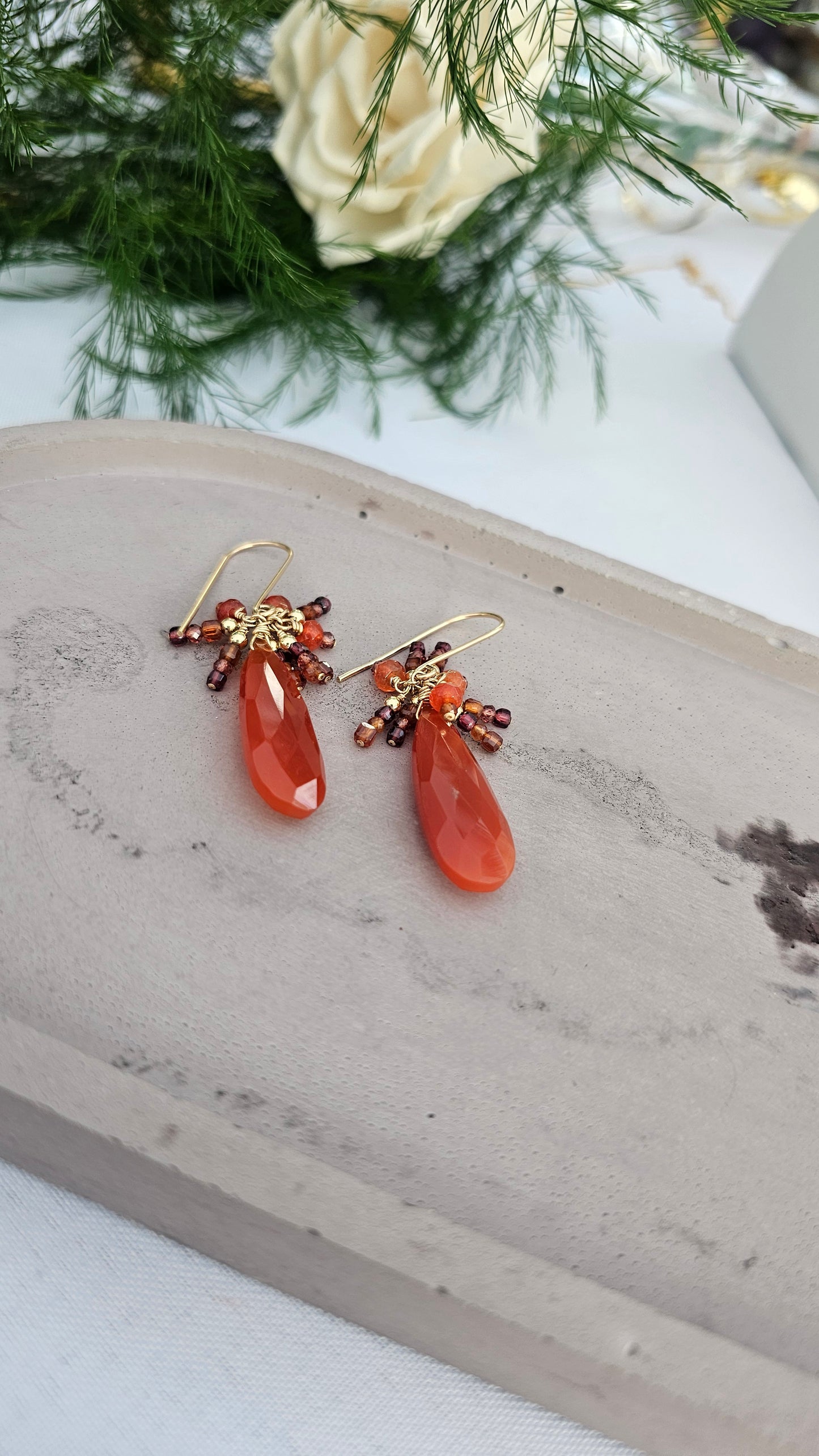 Phoenix Rising — Carnelian & Garnet Earrings