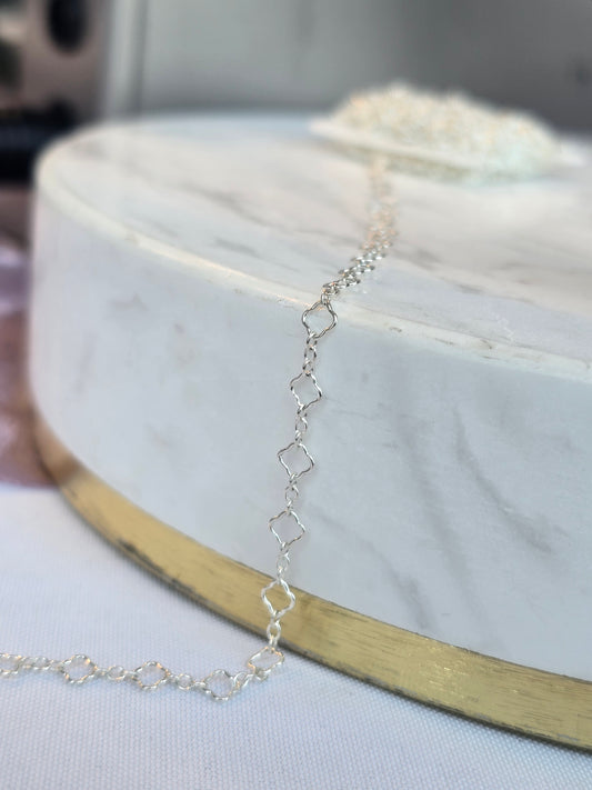 Clover | Sterling Silver | Permanent Jewelry Chain | Intentionally Linked Jewelry | Baltimore, Maryland